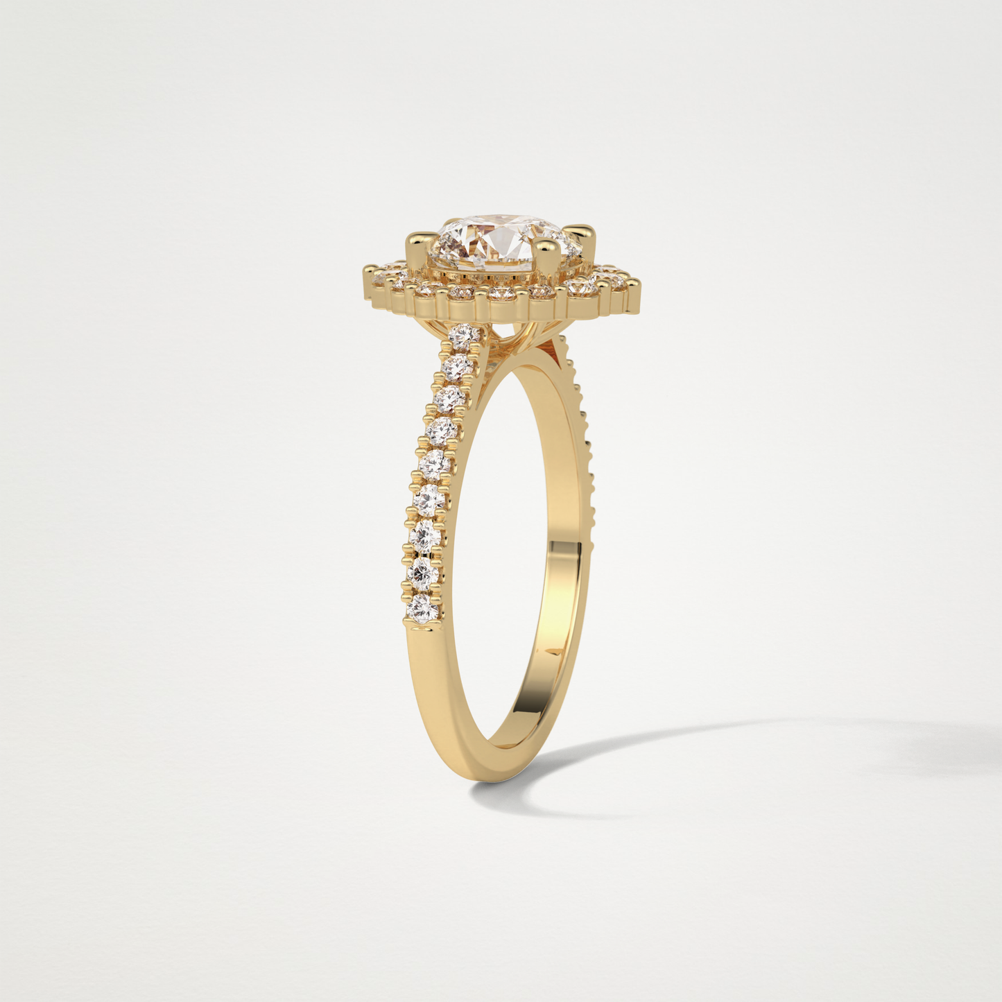 Round Pave & Halo Moissanite Engagement Ring – 1.25 CT Lab-Created Brilliance in 10K/14K/18K Gold