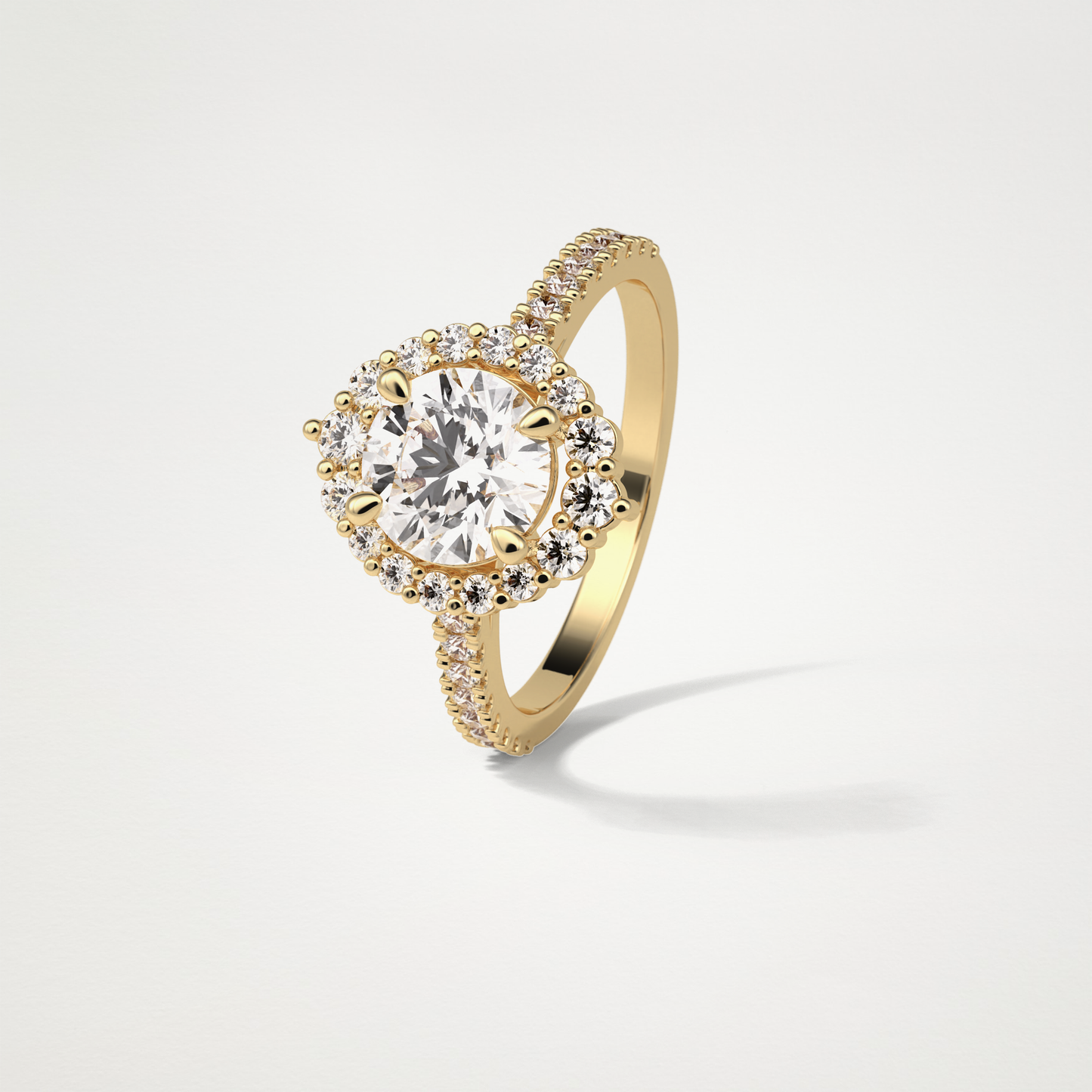 Round Pave & Halo Moissanite Engagement Ring – 1.25 CT Lab-Created Brilliance in 10K/14K/18K Gold
