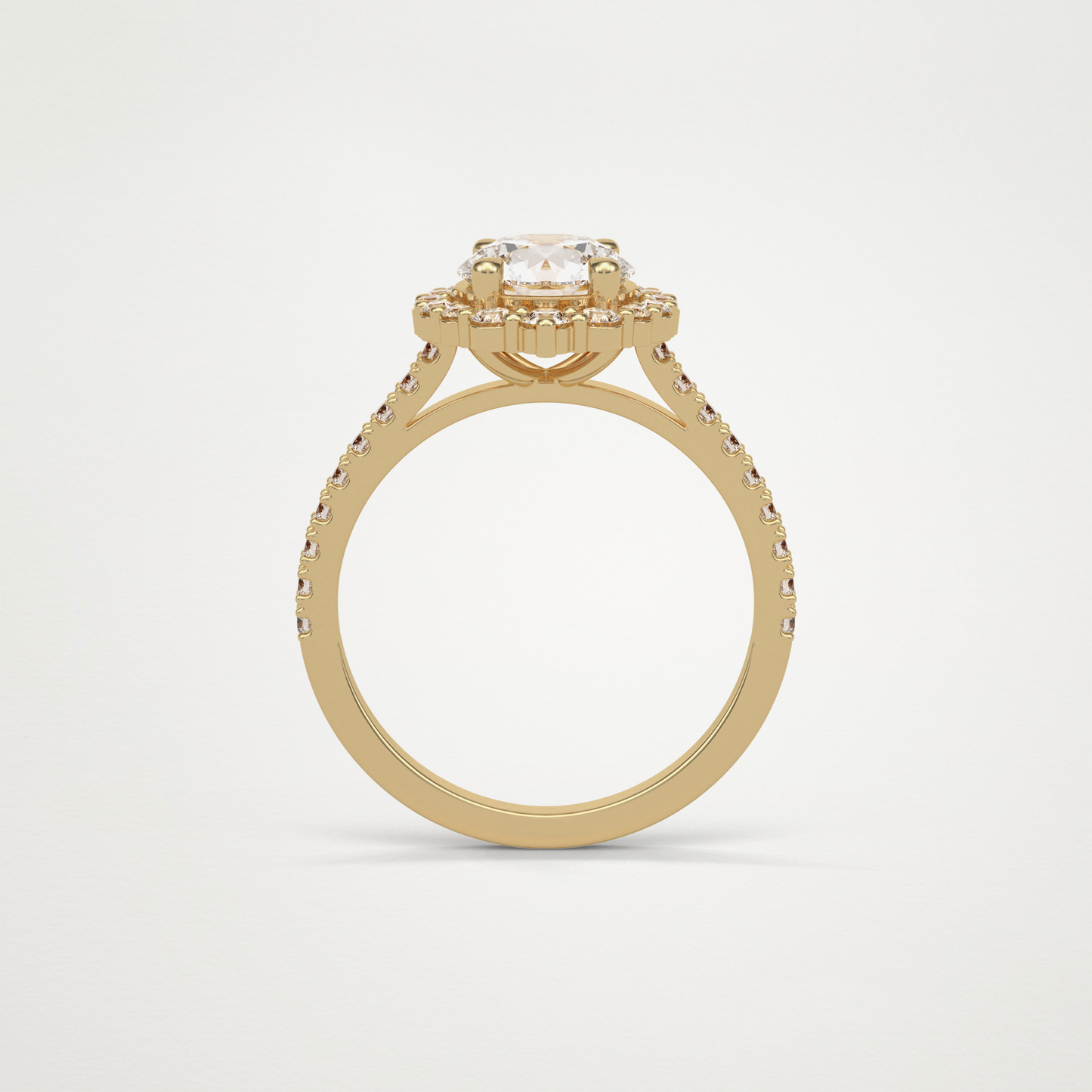 Round Pave & Halo Moissanite Engagement Ring – 1.25 CT Lab-Created Brilliance in 10K/14K/18K Gold
