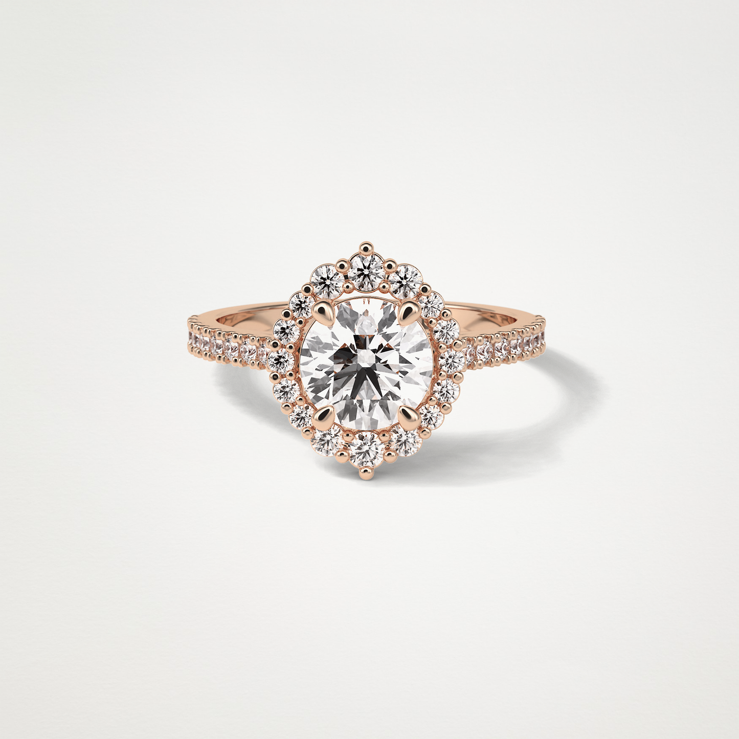 Round Pave & Halo Moissanite Engagement Ring – 1.25 CT Lab-Created Brilliance in 10K/14K/18K Gold