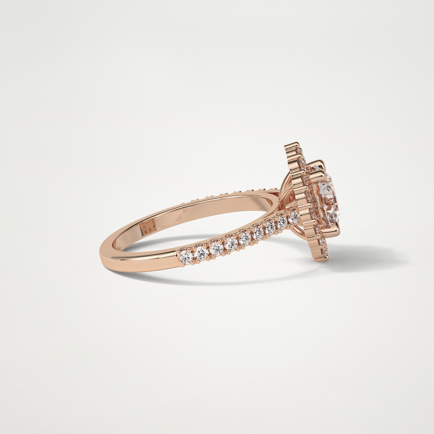 Round Pave & Halo Moissanite Engagement Ring – 1.25 CT Lab-Created Brilliance in 10K/14K/18K Gold