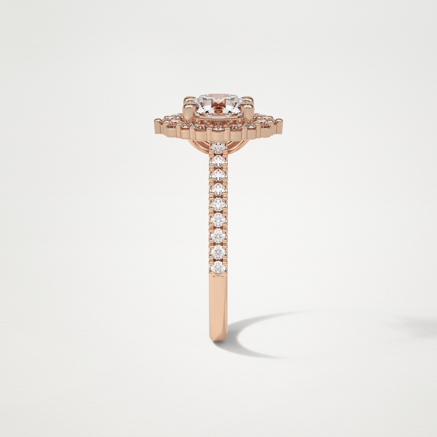 Round Pave & Halo Moissanite Engagement Ring – 1.25 CT Lab-Created Brilliance in 10K/14K/18K Gold