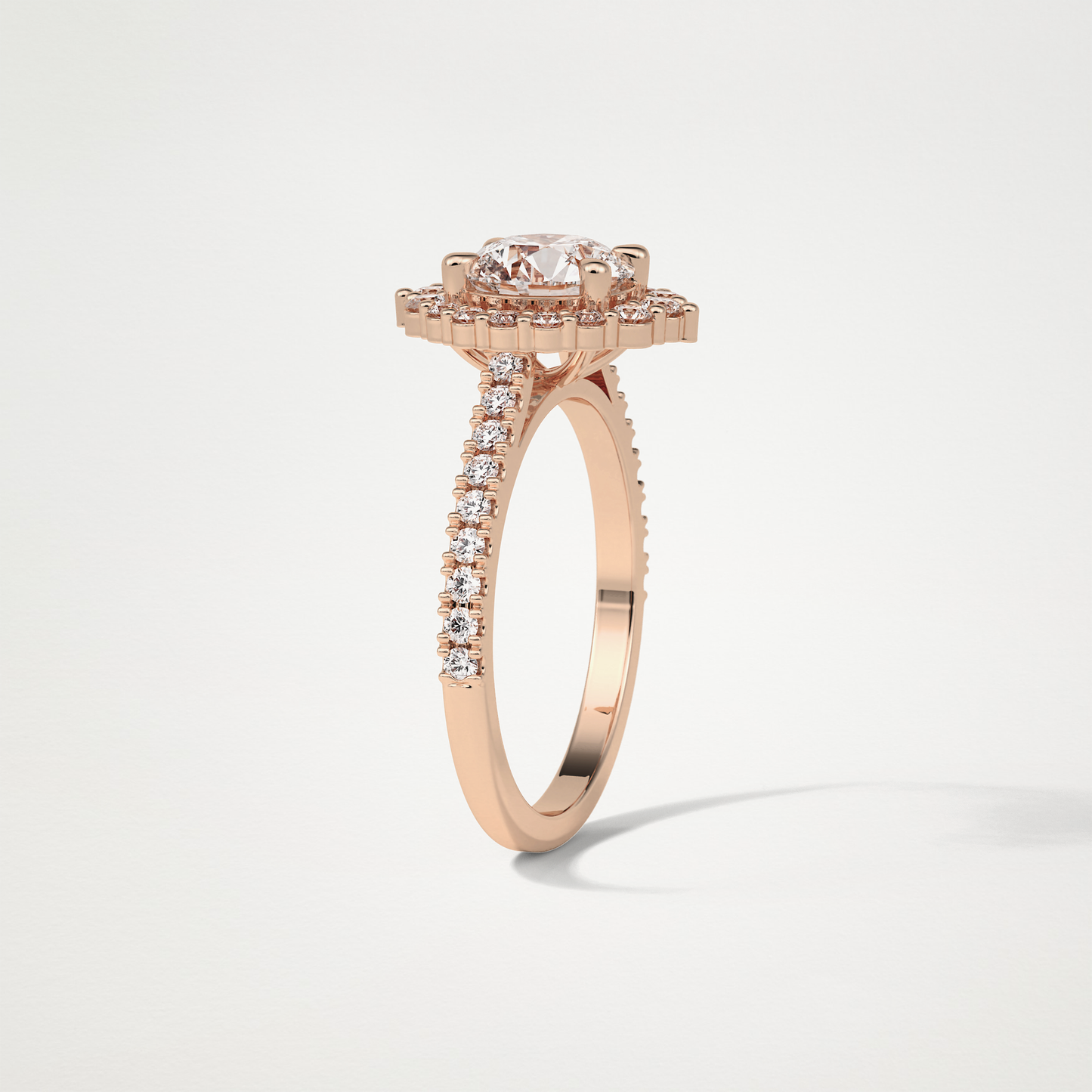 Round Pave & Halo Moissanite Engagement Ring – 1.25 CT Lab-Created Brilliance in 10K/14K/18K Gold