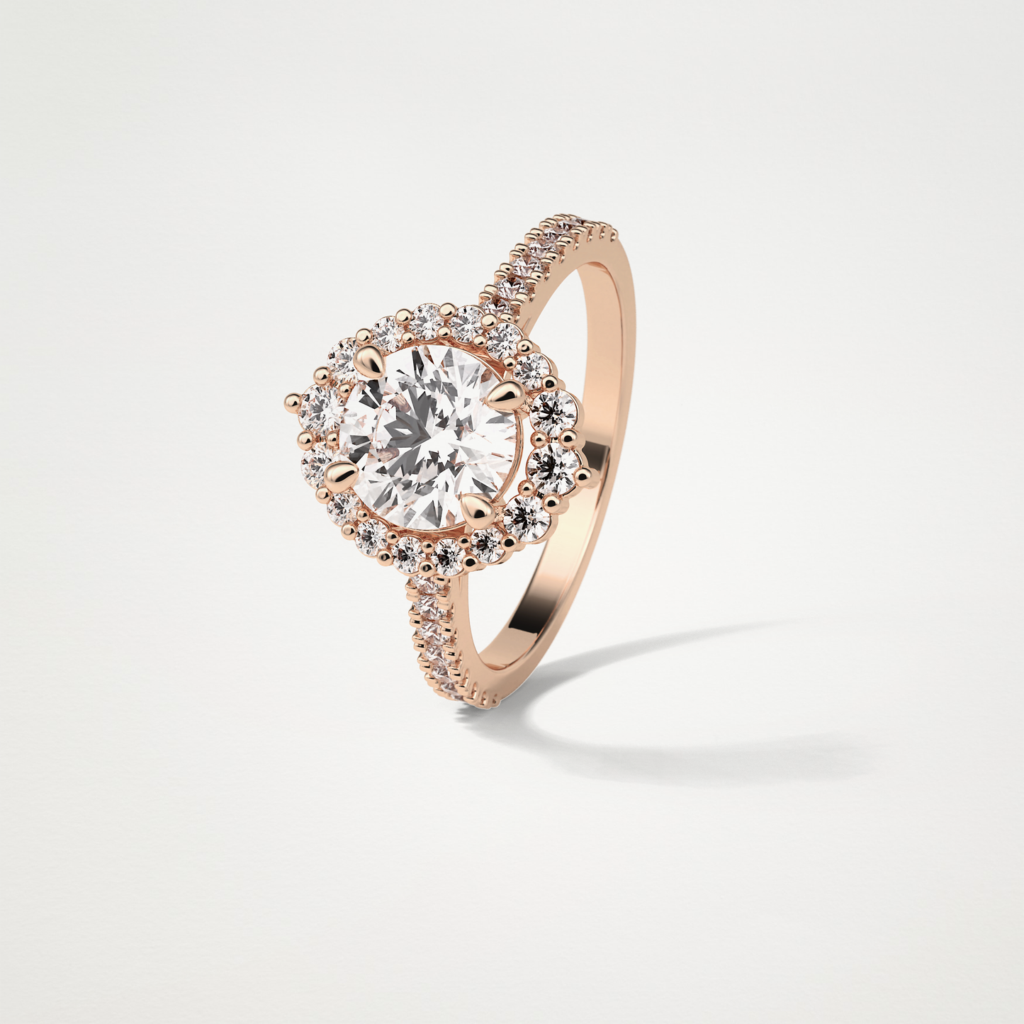 Round Pave & Halo Moissanite Engagement Ring – 1.25 CT Lab-Created Brilliance in 10K/14K/18K Gold