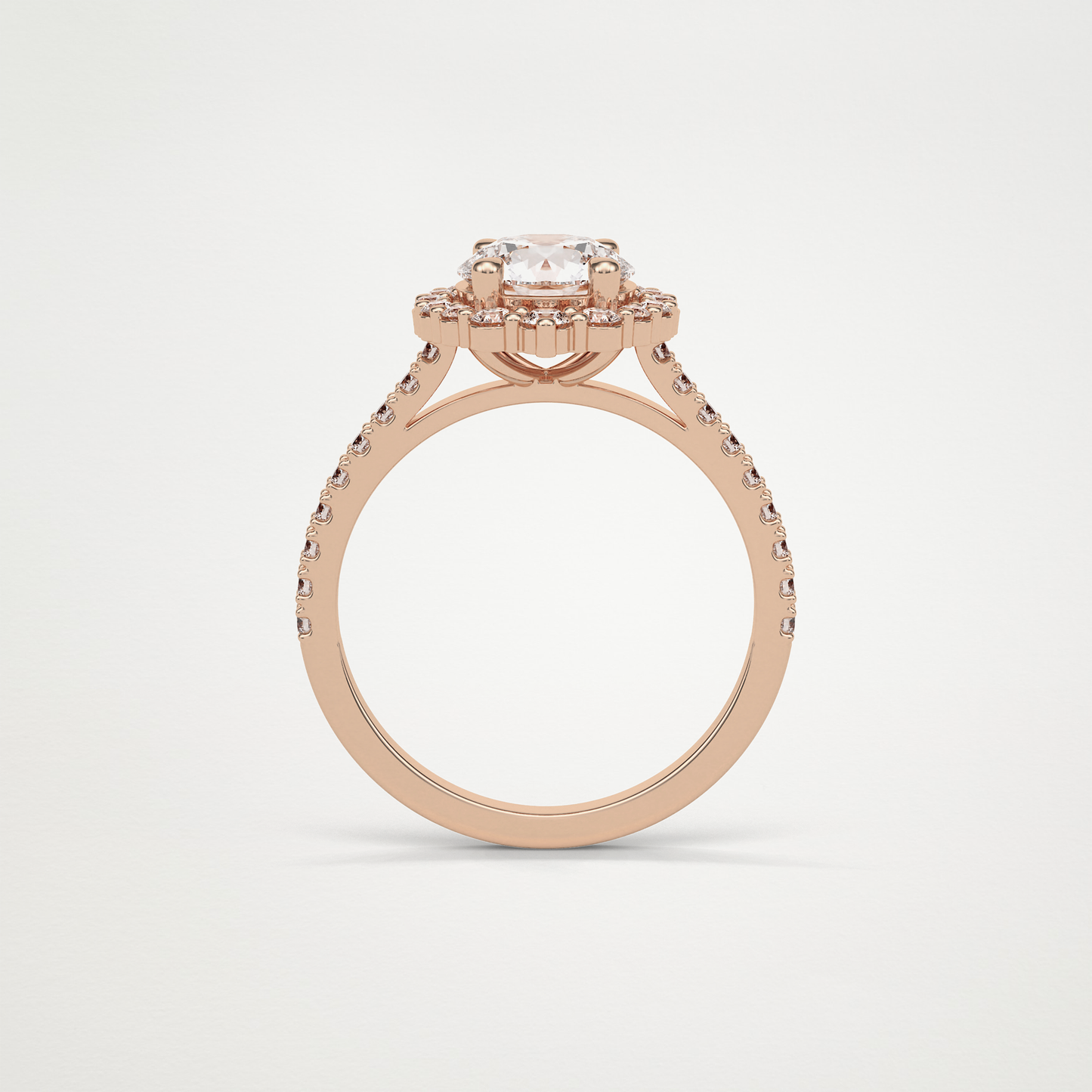 Round Pave & Halo Moissanite Engagement Ring – 1.25 CT Lab-Created Brilliance in 10K/14K/18K Gold