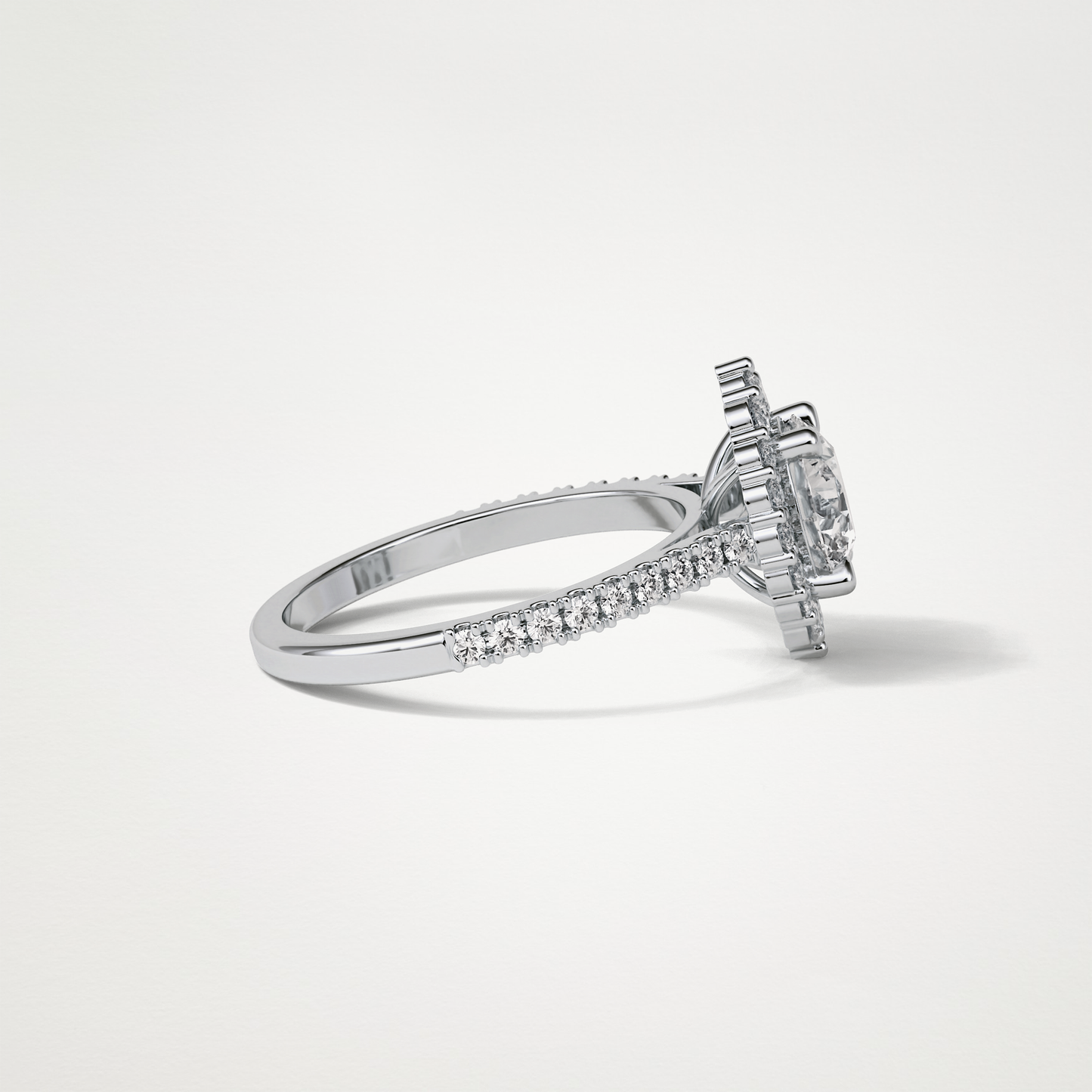 Round Pave & Halo Moissanite Engagement Ring – 1.25 CT Lab-Created Brilliance in 10K/14K/18K Gold