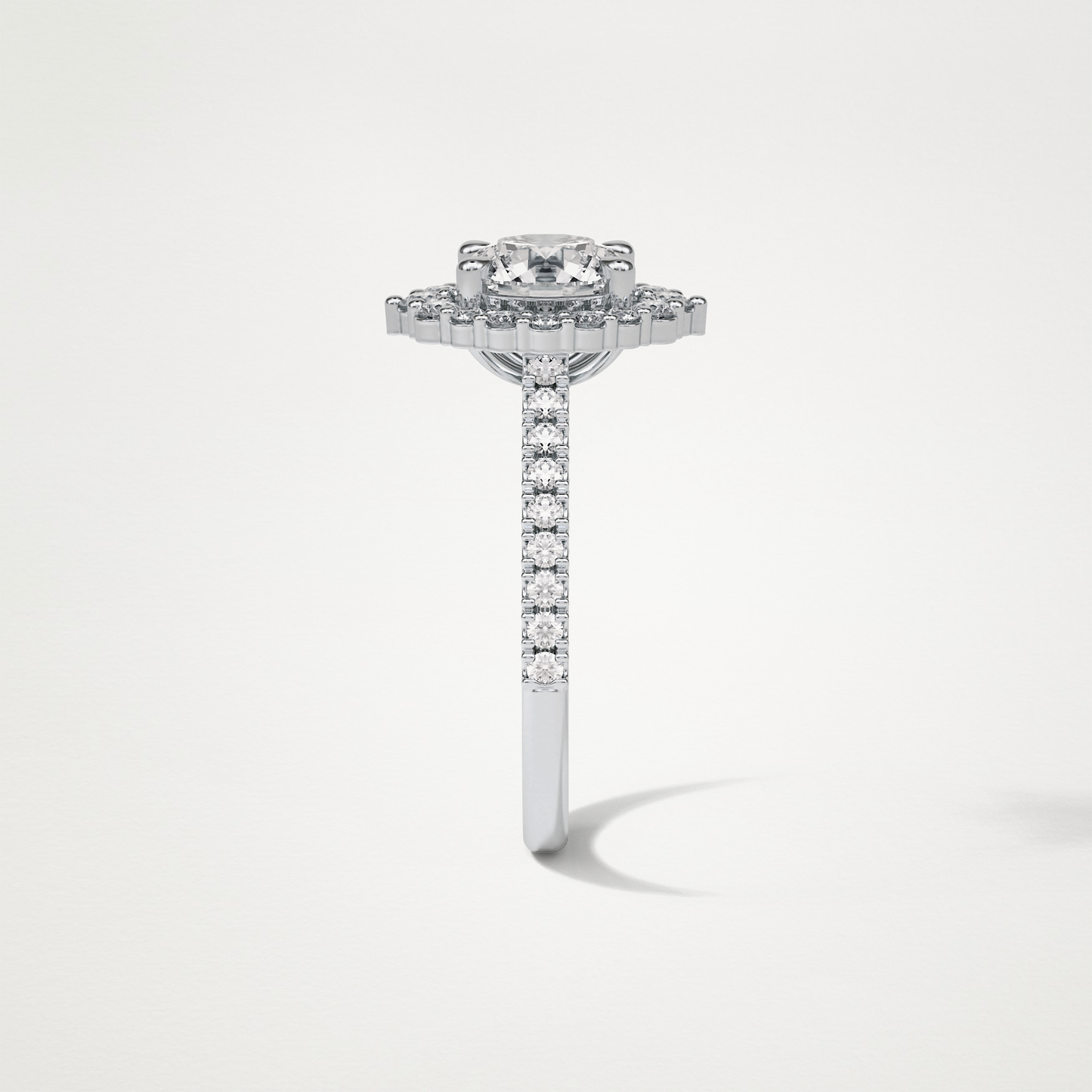Round Pave & Halo Moissanite Engagement Ring – 1.25 CT Lab-Created Brilliance in 10K/14K/18K Gold