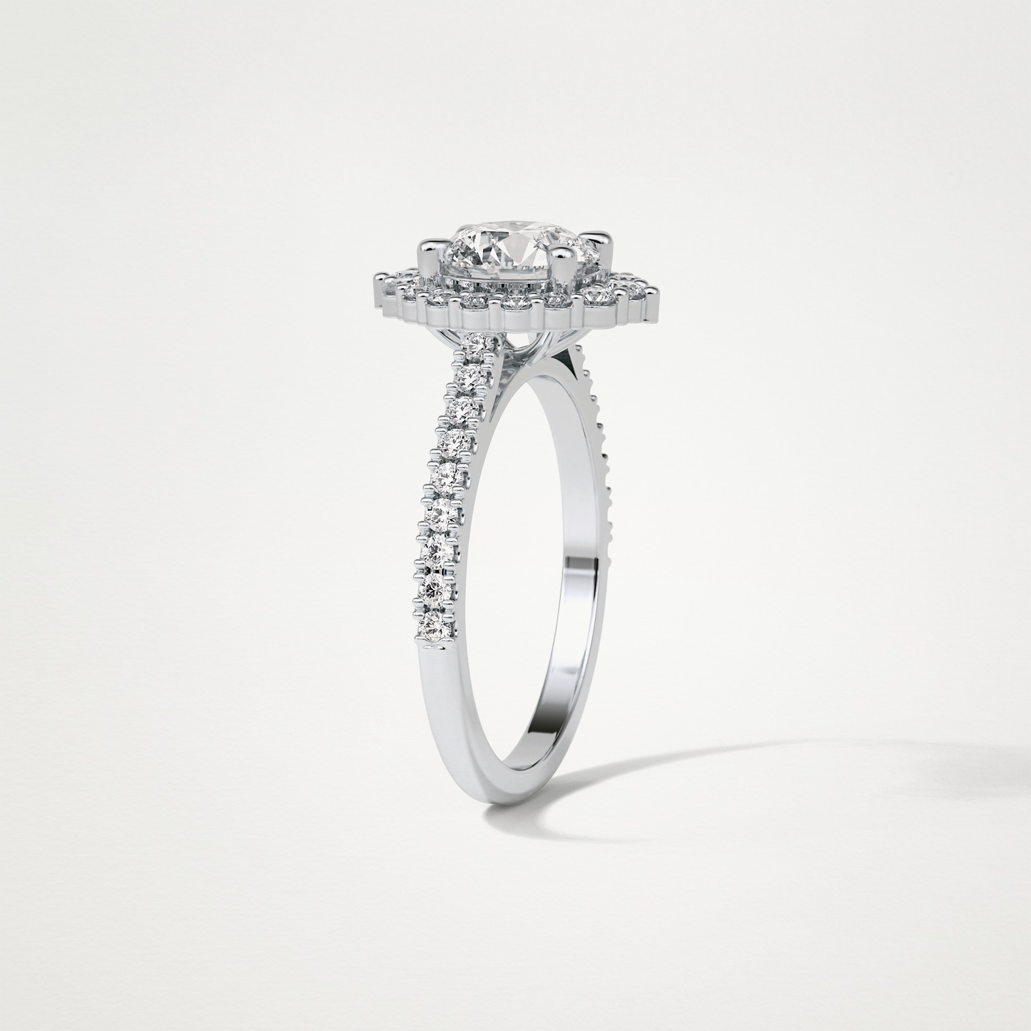 Round Pave & Halo Moissanite Engagement Ring – 1.25 CT Lab-Created Brilliance in 10K/14K/18K Gold