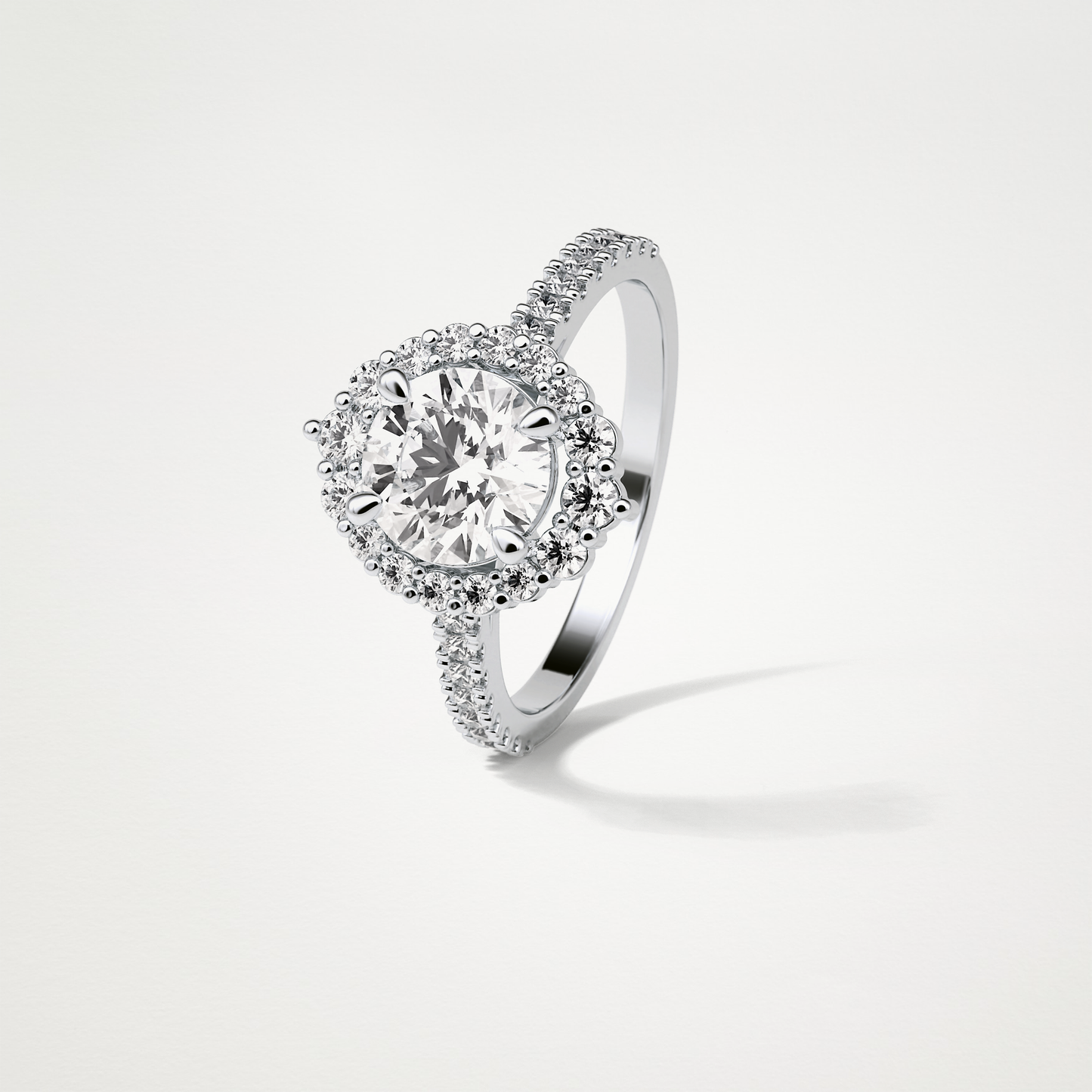 Round Pave & Halo Moissanite Engagement Ring – 1.25 CT Lab-Created Brilliance in 10K/14K/18K Gold