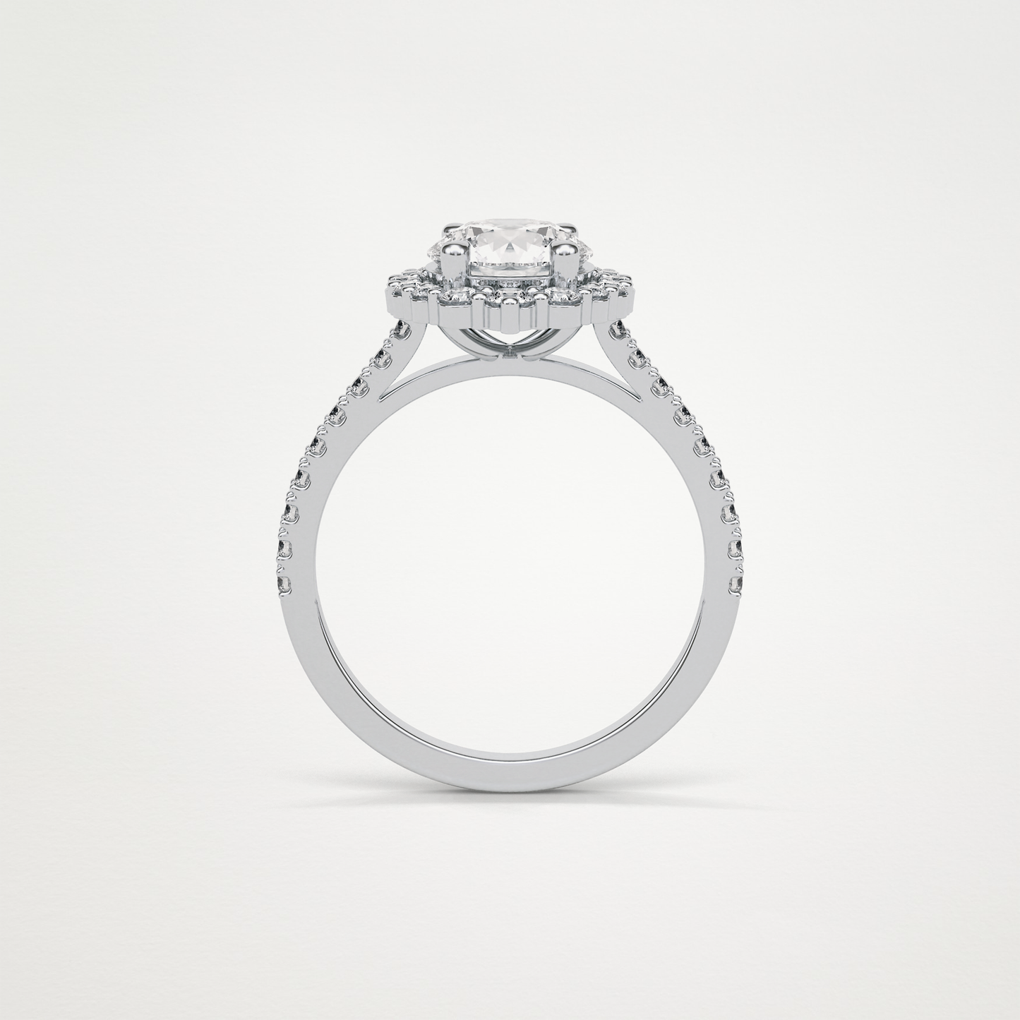 Round Pave & Halo Moissanite Engagement Ring – 1.25 CT Lab-Created Brilliance in 10K/14K/18K Gold