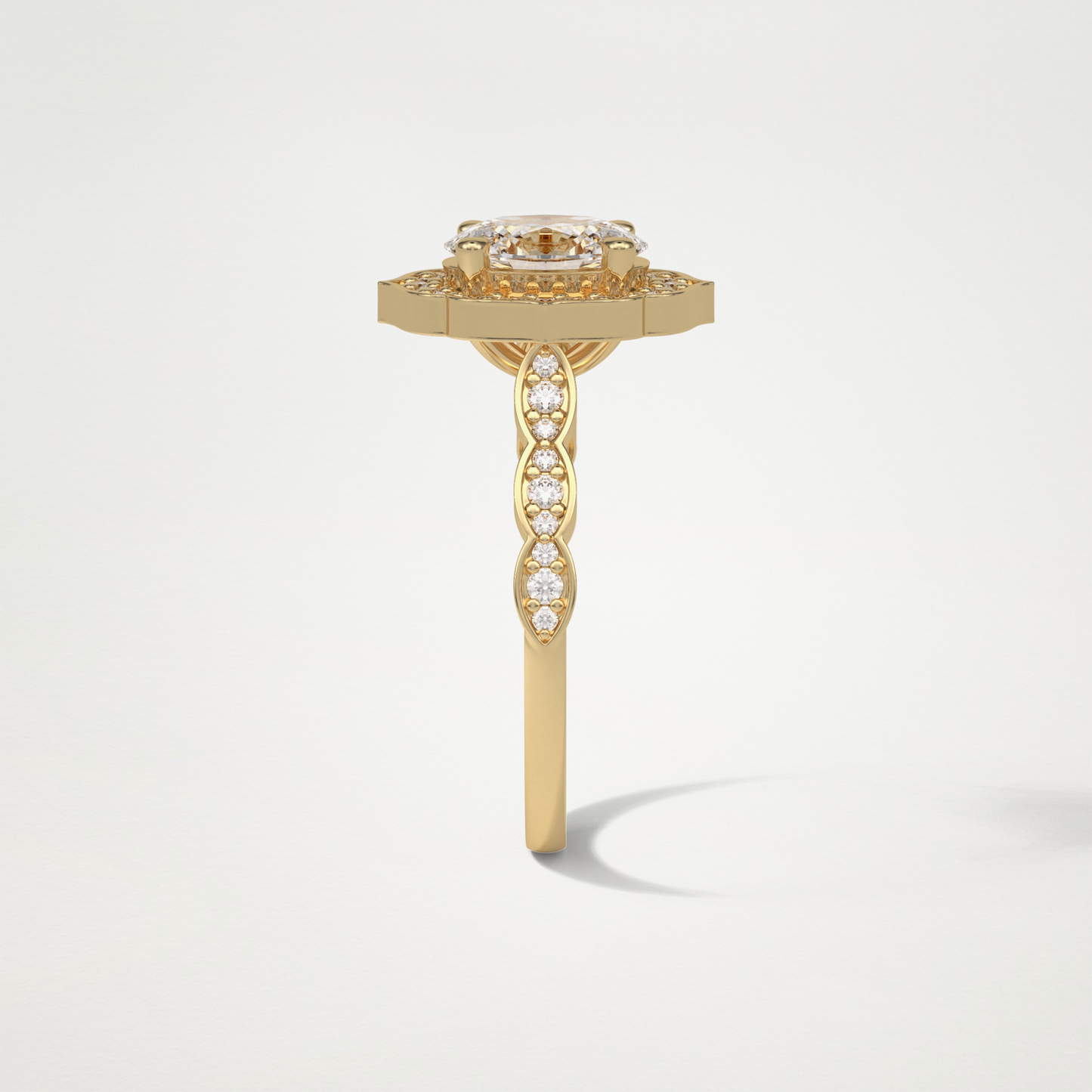 Oval Milgrain Halo Moissanite Engagement Ring – 1.31 CT Lab-Created Brilliance in 10K/14K/18K Gold