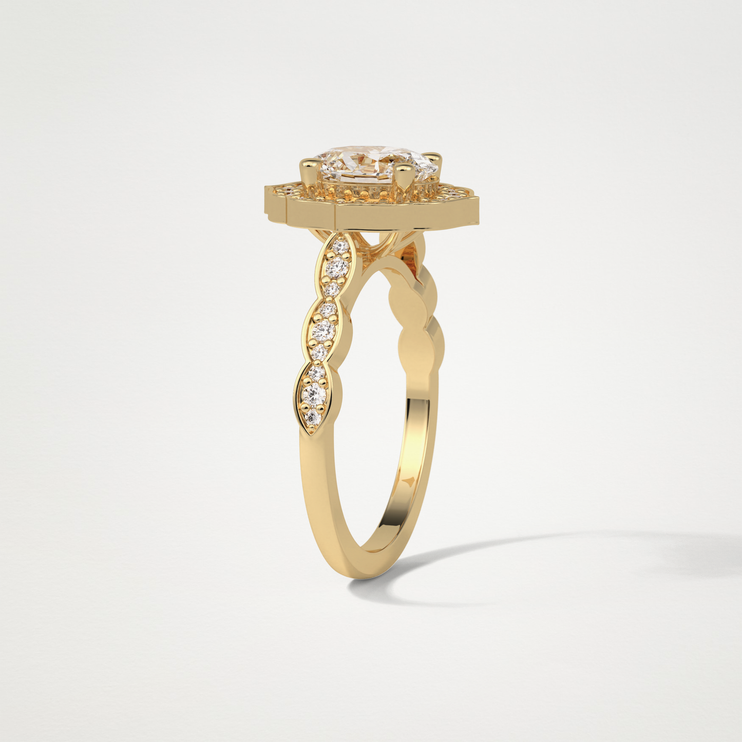 Oval Milgrain Halo Moissanite Engagement Ring – 1.31 CT Lab-Created Brilliance in 10K/14K/18K Gold