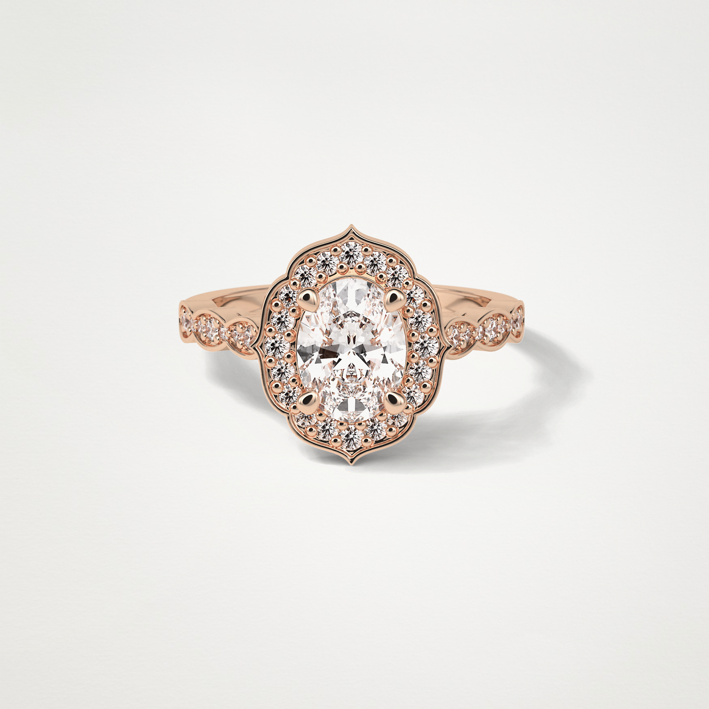 Oval Milgrain Halo Moissanite Engagement Ring – 1.31 CT Lab-Created Brilliance in 10K/14K/18K Gold