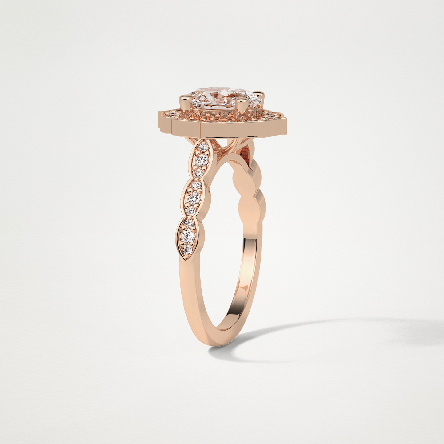 Oval Milgrain Halo Moissanite Engagement Ring – 1.31 CT Lab-Created Brilliance in 10K/14K/18K Gold