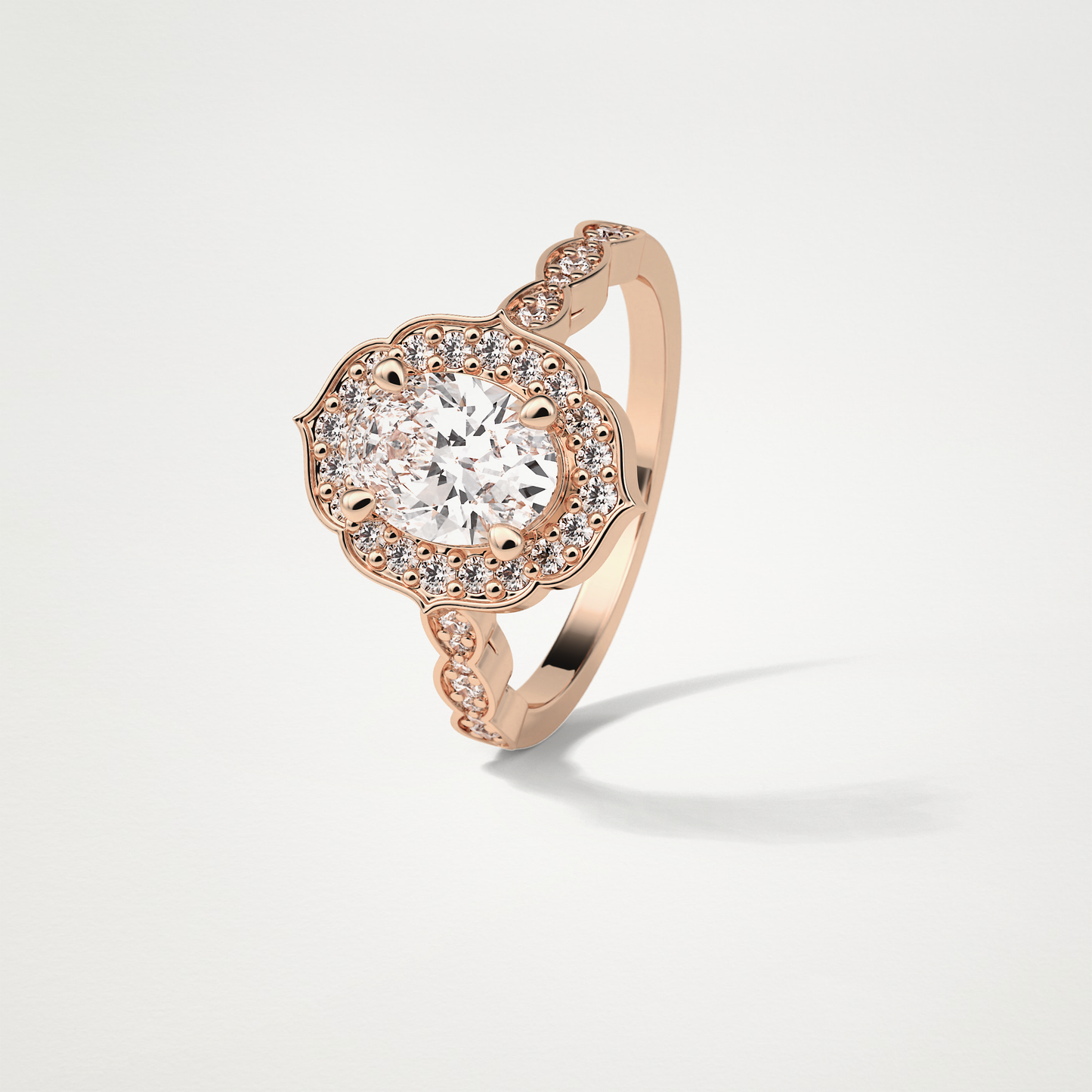 Oval Milgrain Halo Moissanite Engagement Ring – 1.31 CT Lab-Created Brilliance in 10K/14K/18K Gold