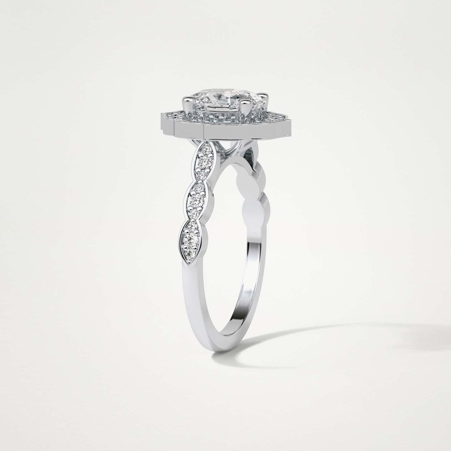 Oval Milgrain Halo Moissanite Engagement Ring – 1.31 CT Lab-Created Brilliance in 10K/14K/18K Gold