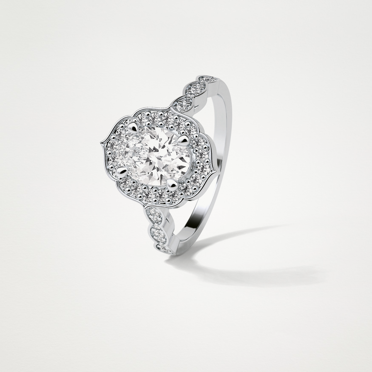 Oval Milgrain Halo Moissanite Engagement Ring – 1.31 CT Lab-Created Brilliance in 10K/14K/18K Gold