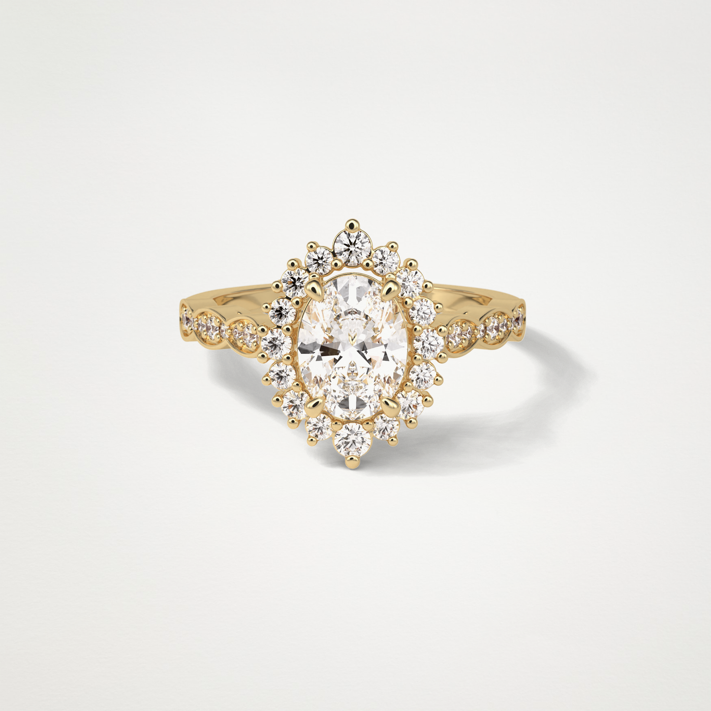 Oval Milgrain Halo Moissanite Engagement Ring – 1.33 CT Lab-Created Brilliance in 10K/14K/18K Gold