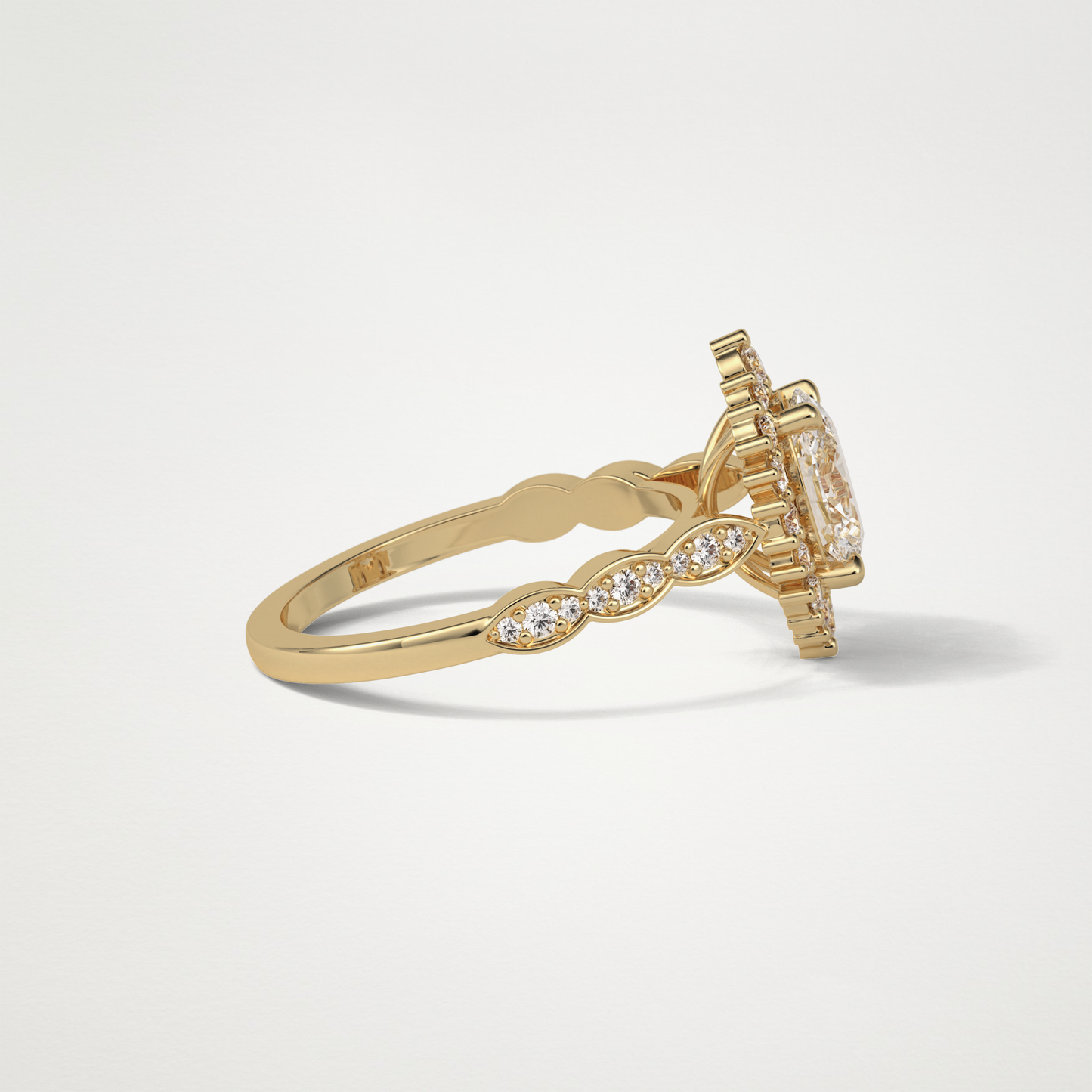 Oval Milgrain Halo Moissanite Engagement Ring – 1.33 CT Lab-Created Brilliance in 10K/14K/18K Gold