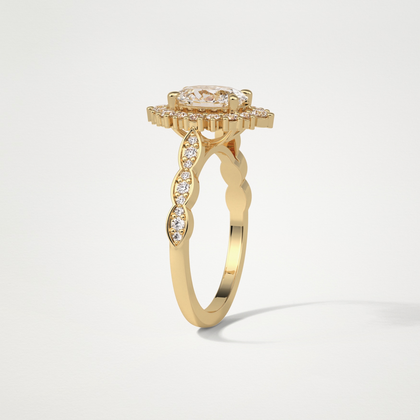 Oval Milgrain Halo Moissanite Engagement Ring – 1.33 CT Lab-Created Brilliance in 10K/14K/18K Gold