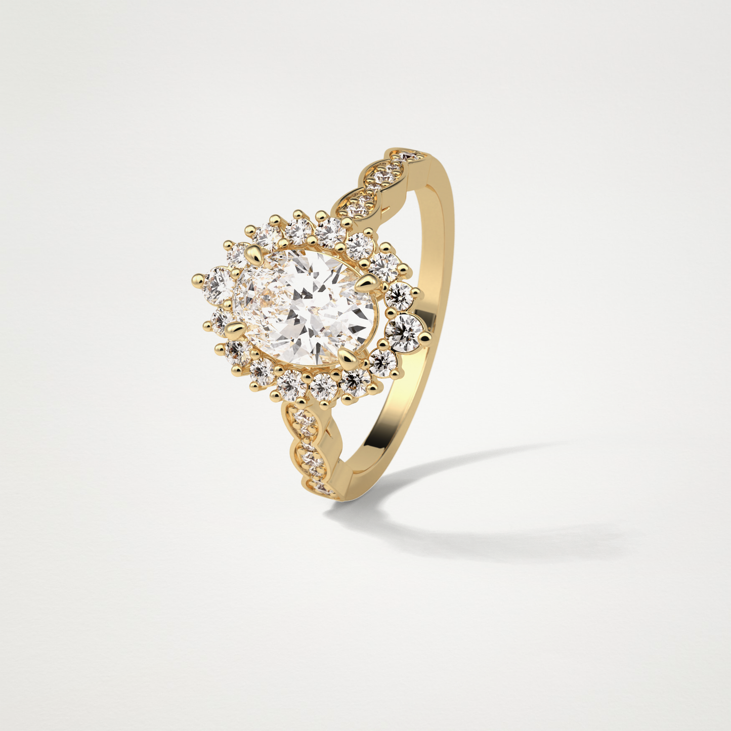 Oval Milgrain Halo Moissanite Engagement Ring – 1.33 CT Lab-Created Brilliance in 10K/14K/18K Gold
