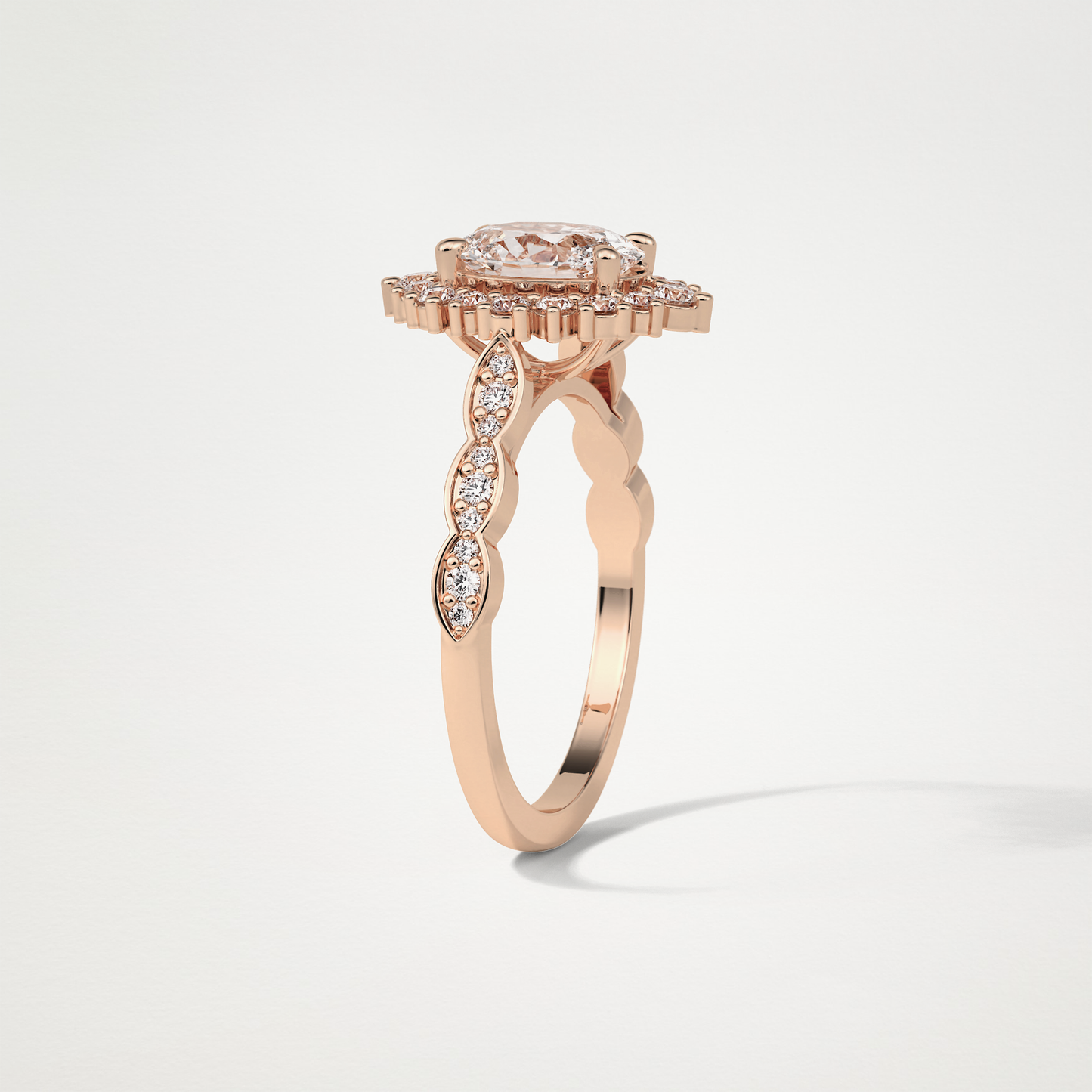 Oval Milgrain Halo Moissanite Engagement Ring – 1.33 CT Lab-Created Brilliance in 10K/14K/18K Gold