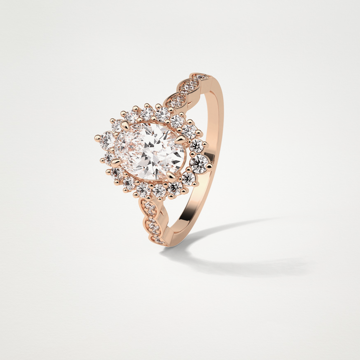 Oval Milgrain Halo Moissanite Engagement Ring – 1.33 CT Lab-Created Brilliance in 10K/14K/18K Gold
