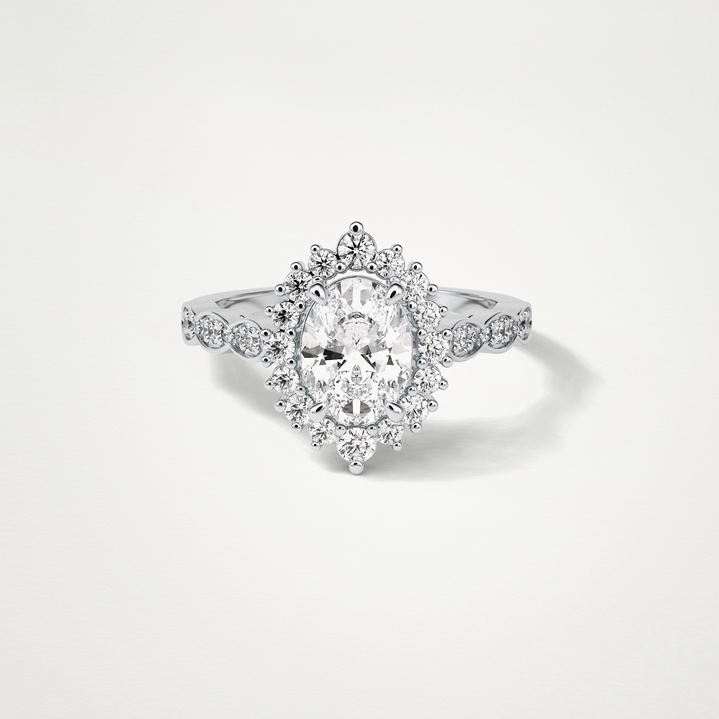 Oval Milgrain Halo Moissanite Engagement Ring – 1.33 CT Lab-Created Brilliance in 10K/14K/18K Gold