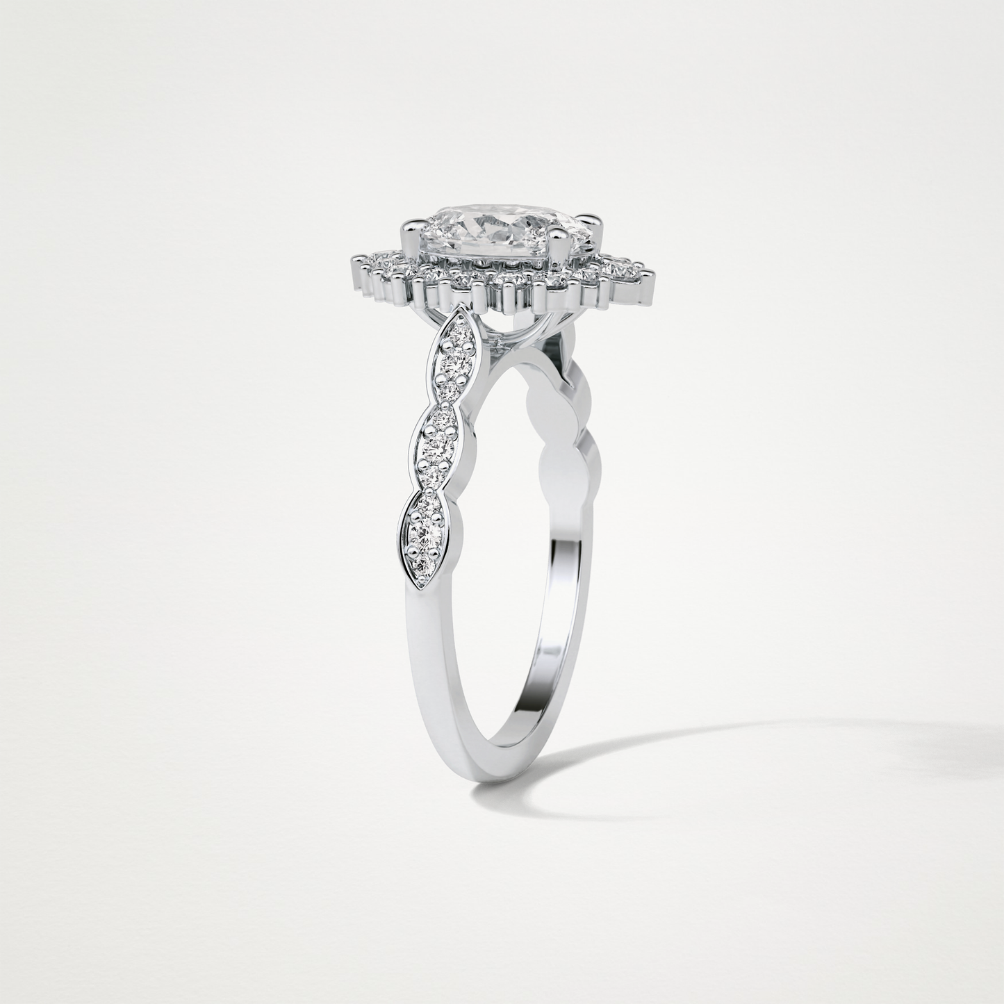Oval Milgrain Halo Moissanite Engagement Ring – 1.33 CT Lab-Created Brilliance in 10K/14K/18K Gold