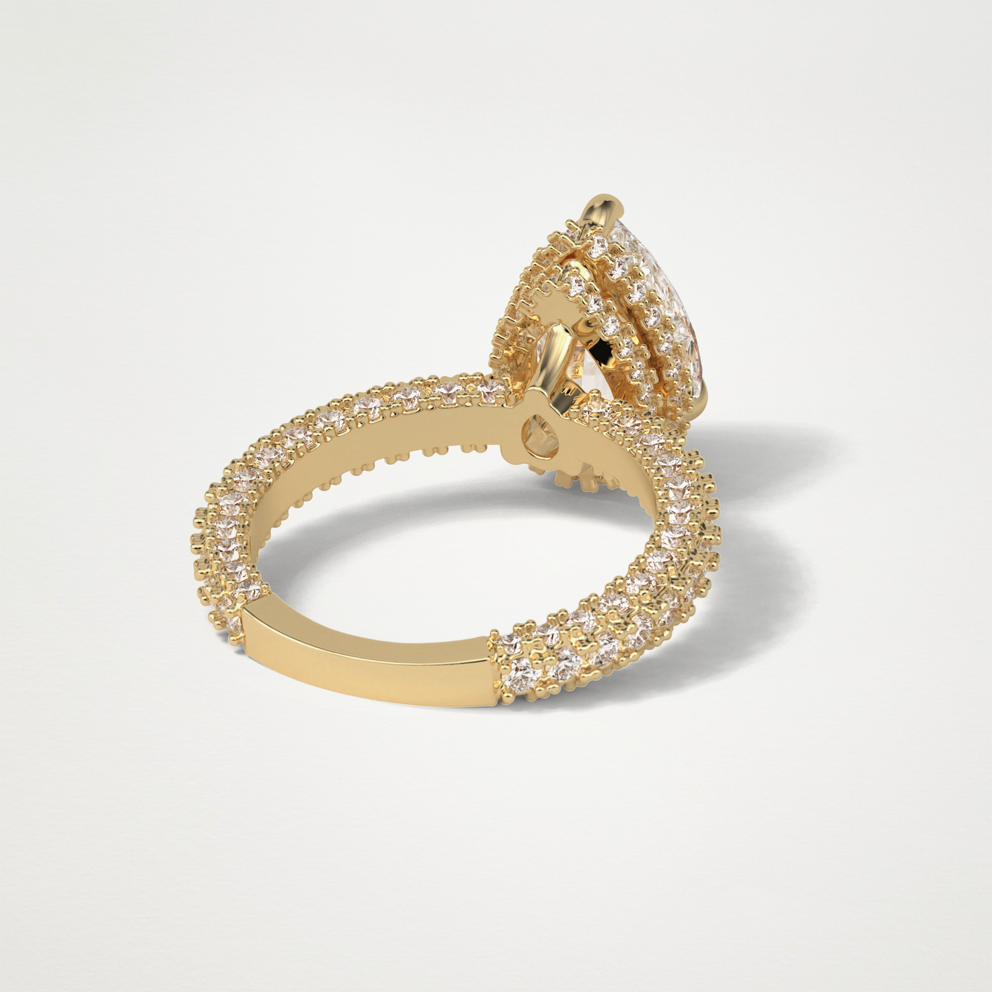 Pear Double Hidden Halo & Pave Moissanite Engagement Ring – 1.5 CT Lab-Created Brilliance in 10K/14K/18K Gold
