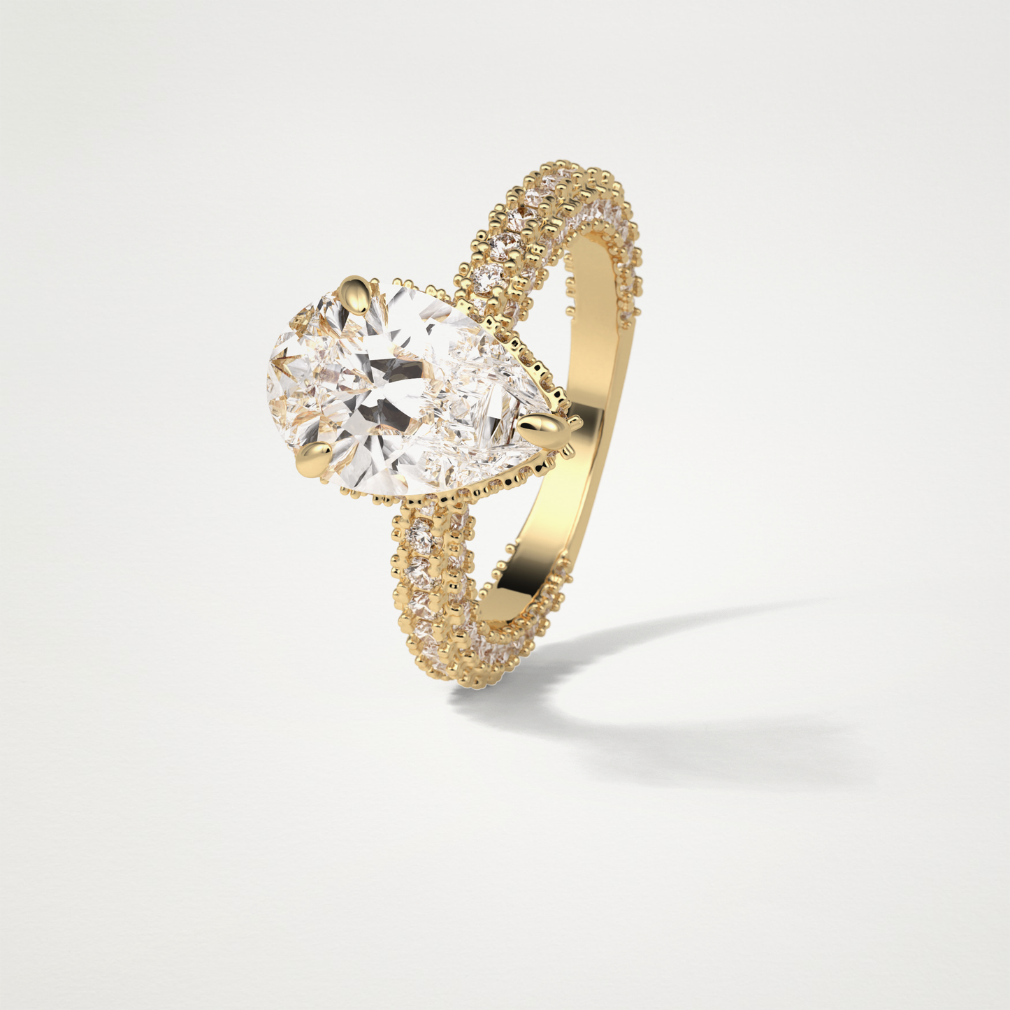 Pear Double Hidden Halo & Pave Moissanite Engagement Ring – 1.5 CT Lab-Created Brilliance in 10K/14K/18K Gold