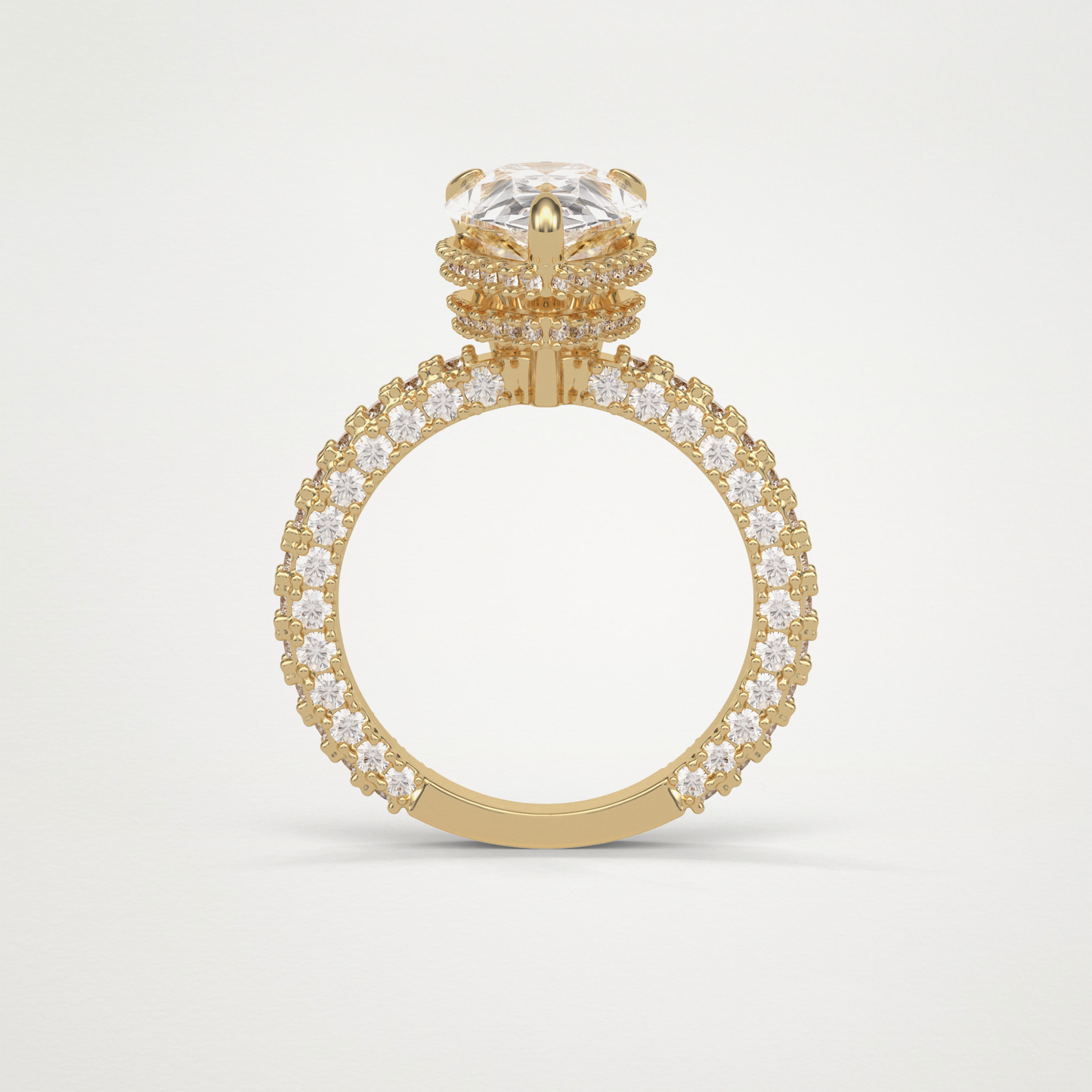 Pear Double Hidden Halo & Pave Moissanite Engagement Ring – 1.5 CT Lab-Created Brilliance in 10K/14K/18K Gold