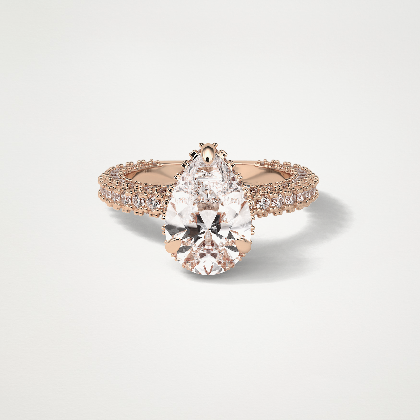 Pear Double Hidden Halo & Pave Moissanite Engagement Ring – 1.5 CT Lab-Created Brilliance in 10K/14K/18K Gold