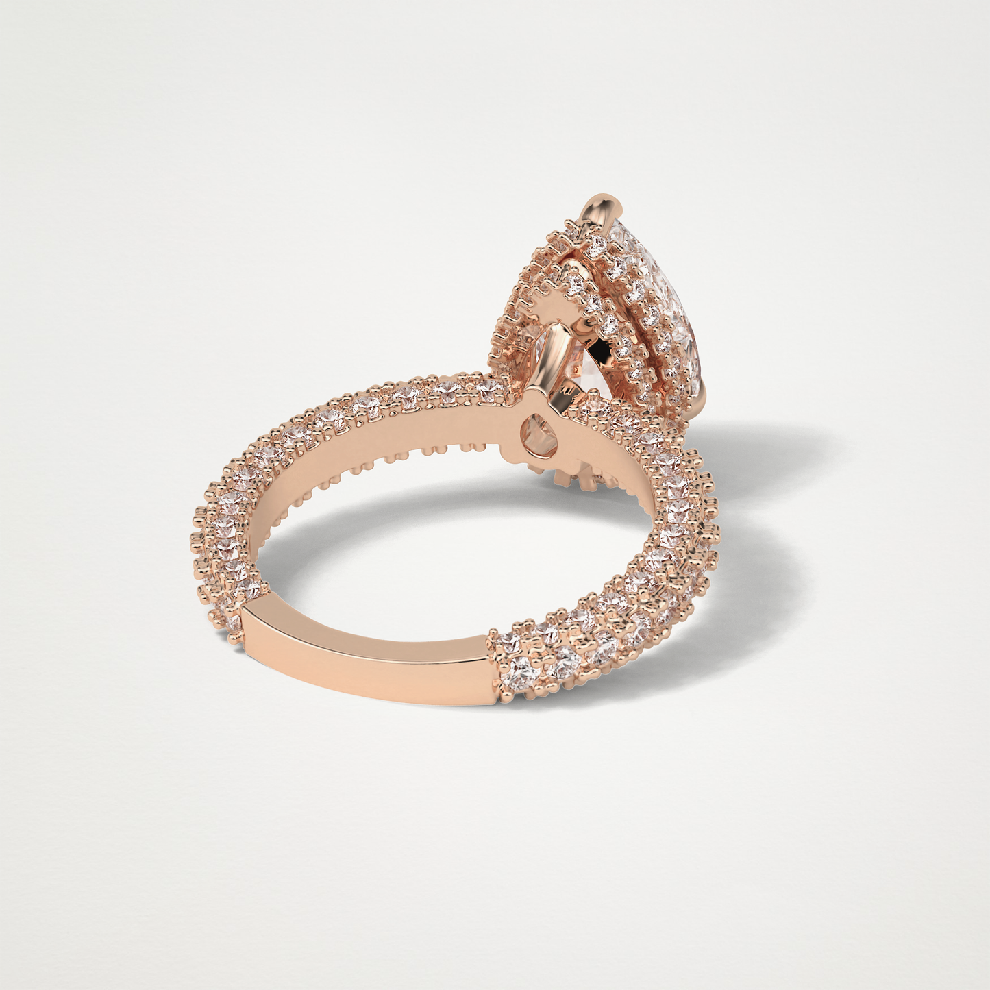 Pear Double Hidden Halo & Pave Moissanite Engagement Ring – 1.5 CT Lab-Created Brilliance in 10K/14K/18K Gold