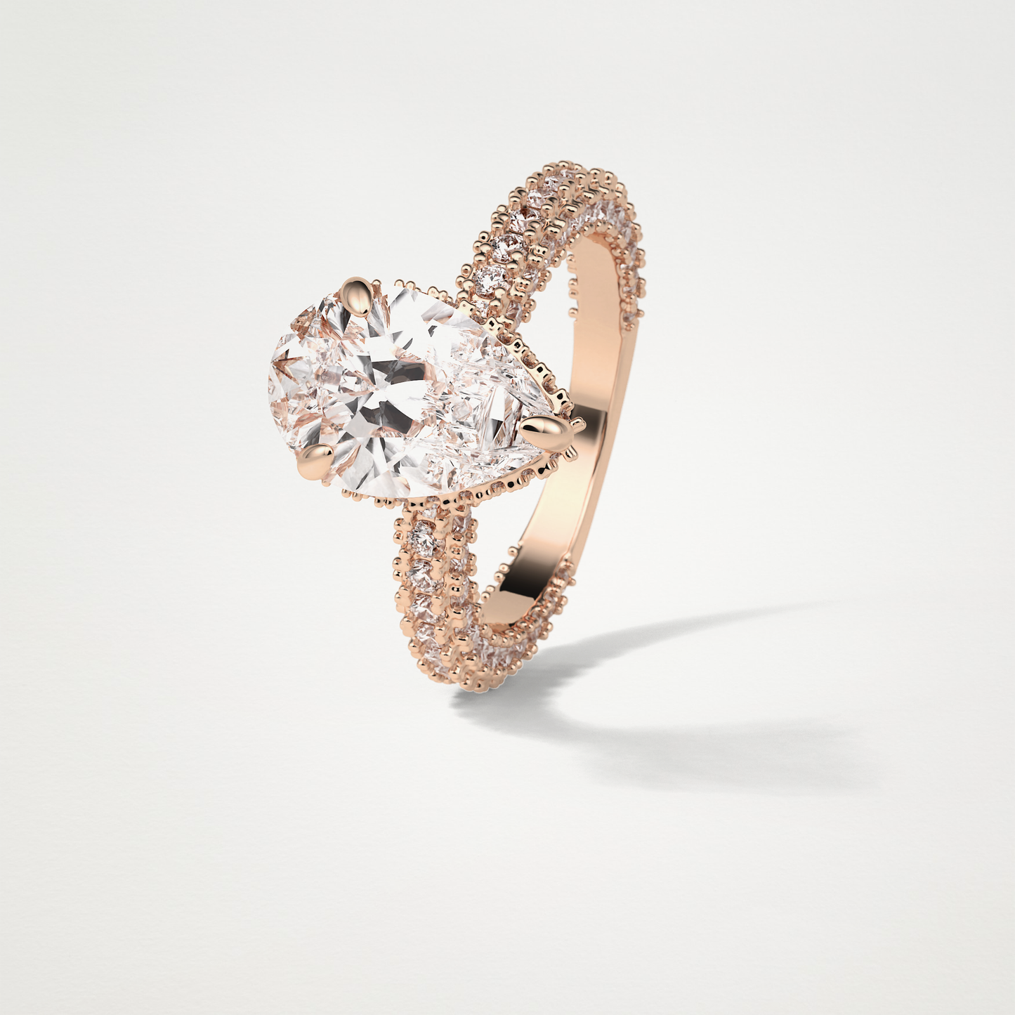 Pear Double Hidden Halo & Pave Moissanite Engagement Ring – 1.5 CT Lab-Created Brilliance in 10K/14K/18K Gold