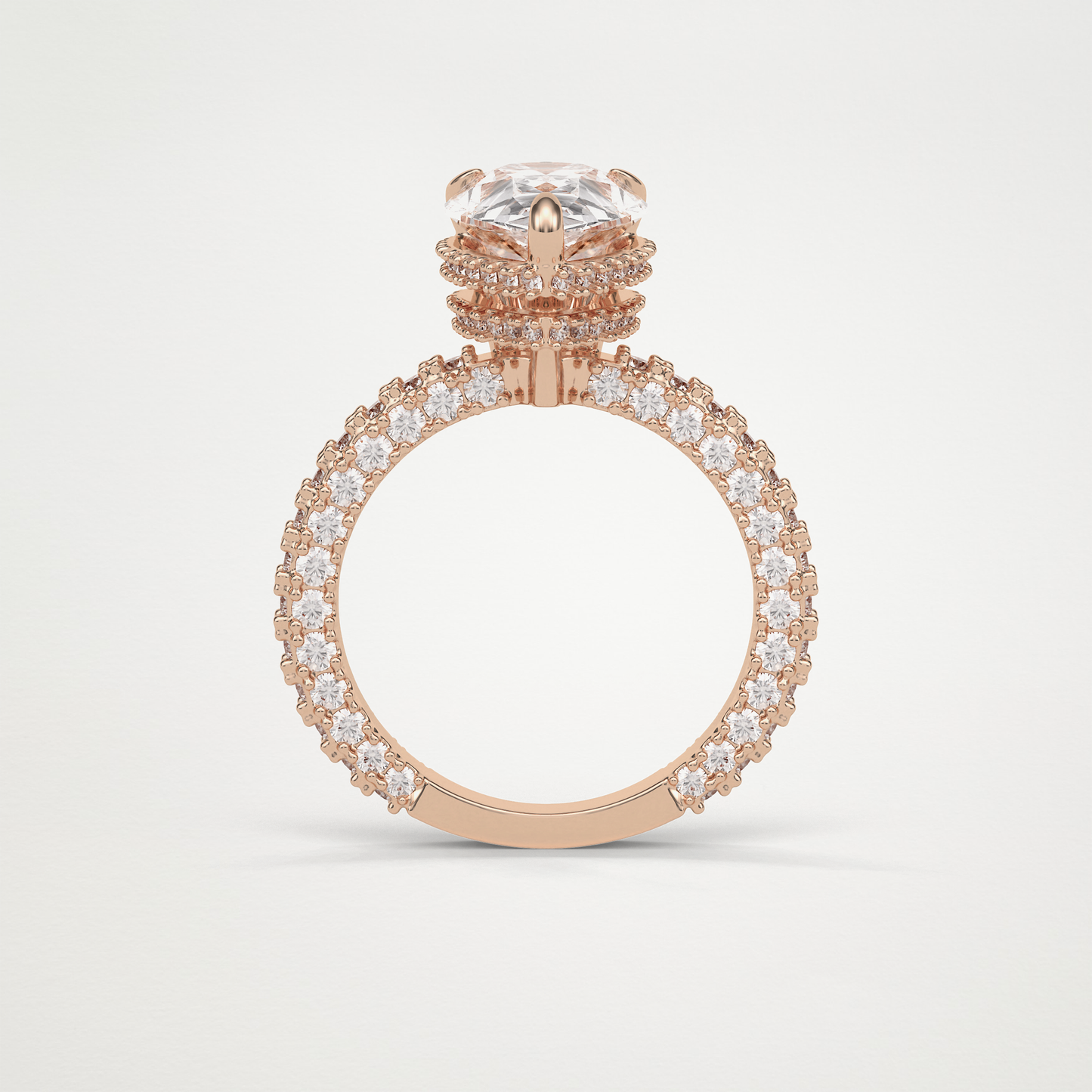 Pear Double Hidden Halo & Pave Moissanite Engagement Ring – 1.5 CT Lab-Created Brilliance in 10K/14K/18K Gold