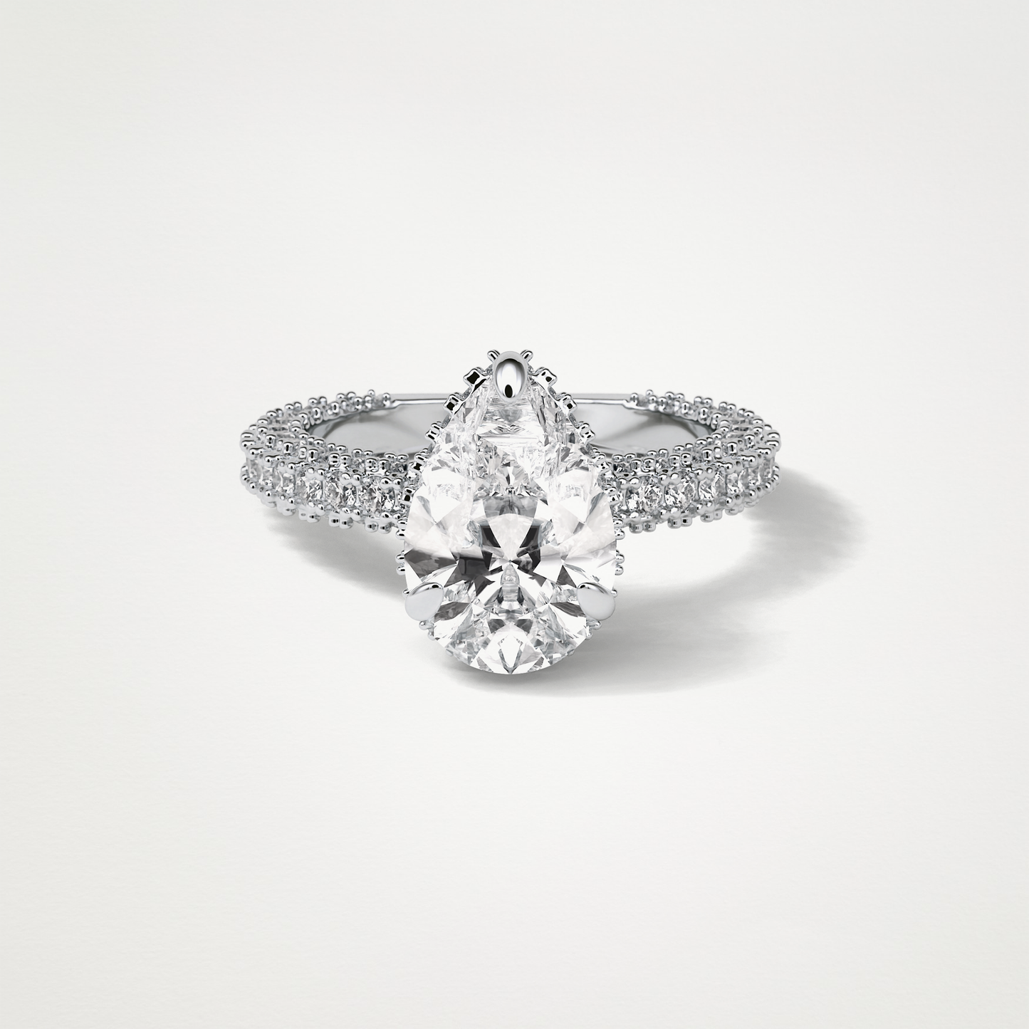 Pear Double Hidden Halo & Pave Moissanite Engagement Ring – 1.5 CT Lab-Created Brilliance in 10K/14K/18K Gold