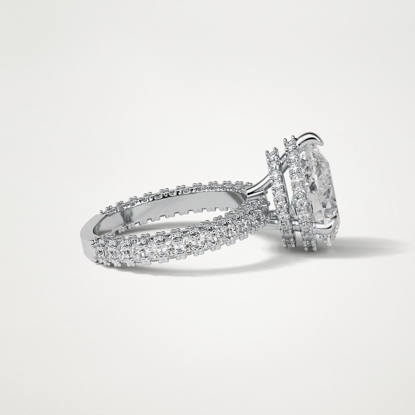 Pear Double Hidden Halo & Pave Moissanite Engagement Ring – 1.5 CT Lab-Created Brilliance in 10K/14K/18K Gold