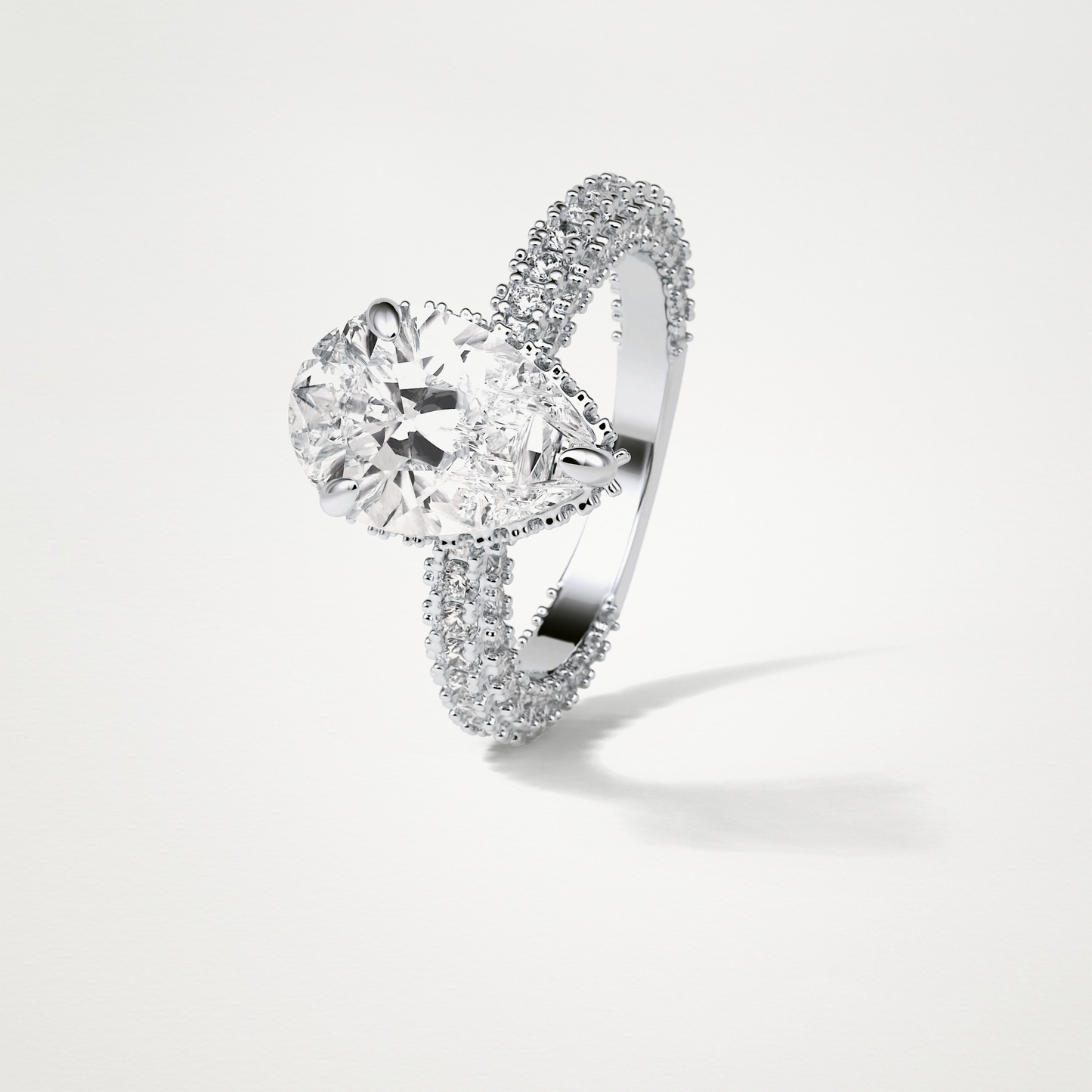 Pear Double Hidden Halo & Pave Moissanite Engagement Ring – 1.5 CT Lab-Created Brilliance in 10K/14K/18K Gold