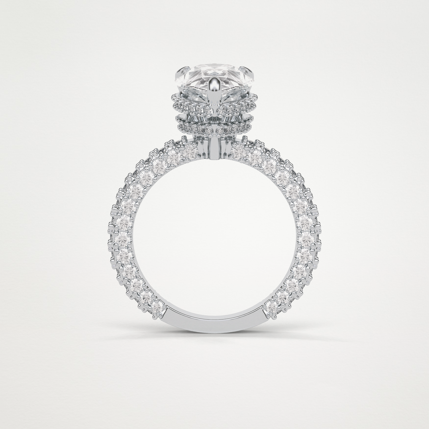 Pear Double Hidden Halo & Pave Moissanite Engagement Ring – 1.5 CT Lab-Created Brilliance in 10K/14K/18K Gold