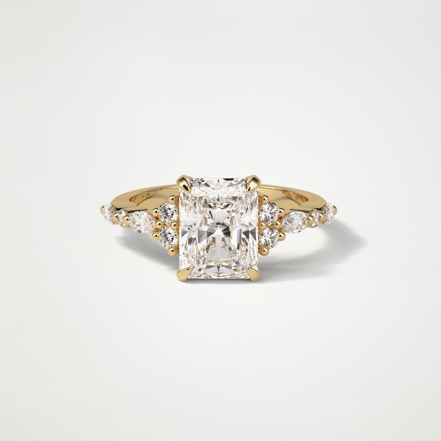 Asscher Cluster & Pave Moissanite Engagement Ring – 2.30 CT Lab-Created Brilliance in 10K/14K/18K Gold 8