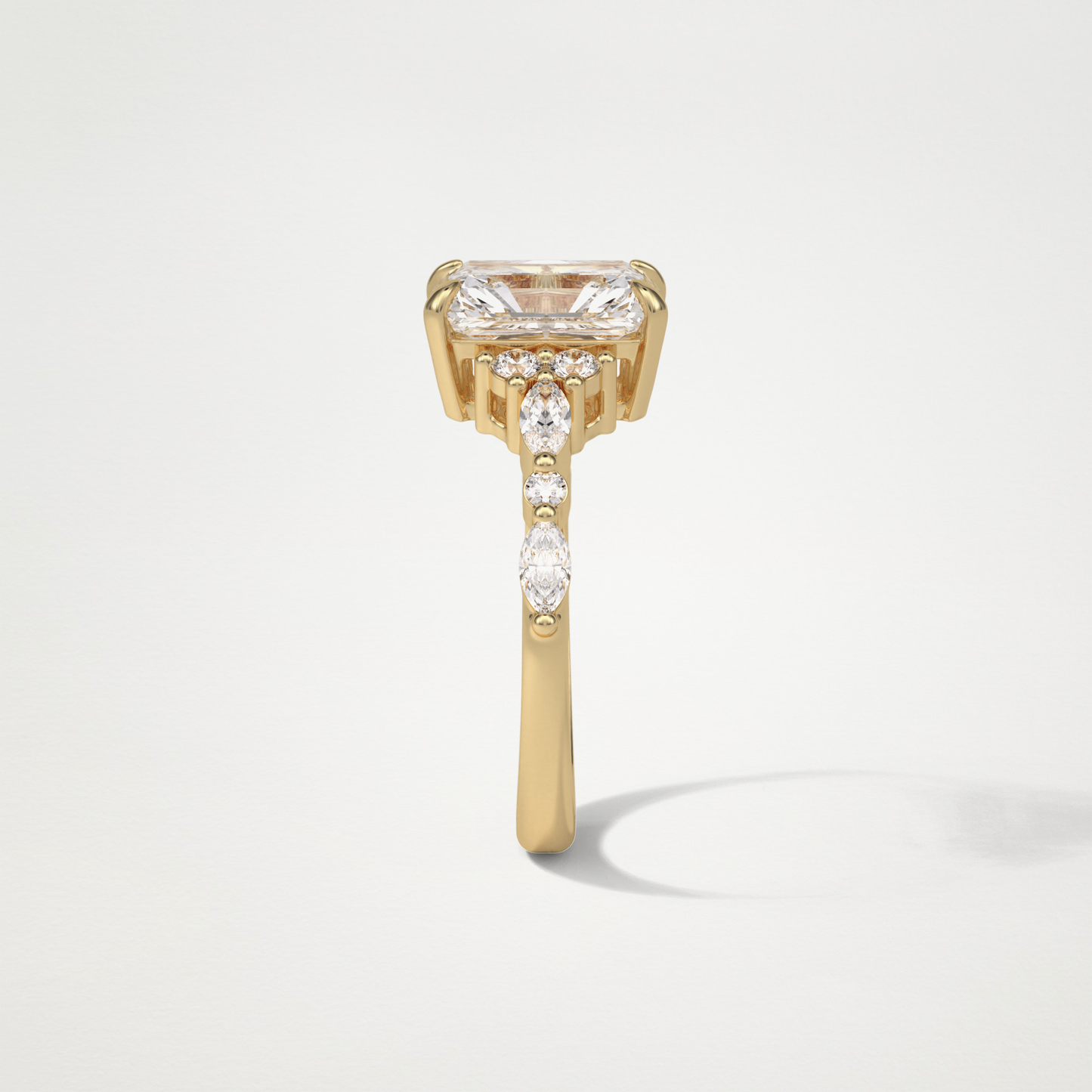 Asscher Cluster & Pave Moissanite Engagement Ring – 2.30 CT Lab-Created Brilliance in 10K/14K/18K Gold 11