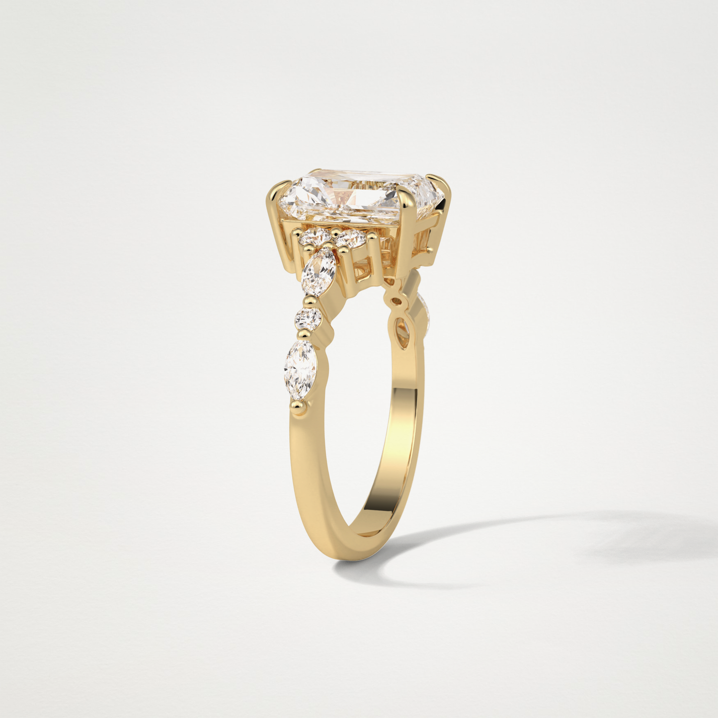 Asscher Cluster & Pave Moissanite Engagement Ring – 2.30 CT Lab-Created Brilliance in 10K/14K/18K Gold 12