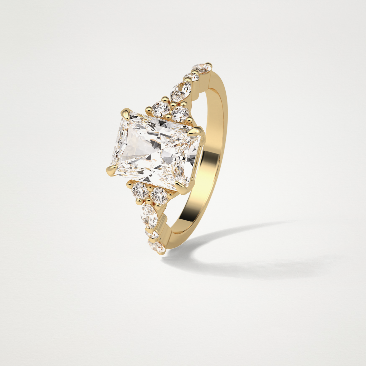 Asscher Cluster & Pave Moissanite Engagement Ring – 2.30 CT Lab-Created Brilliance in 10K/14K/18K Gold 13