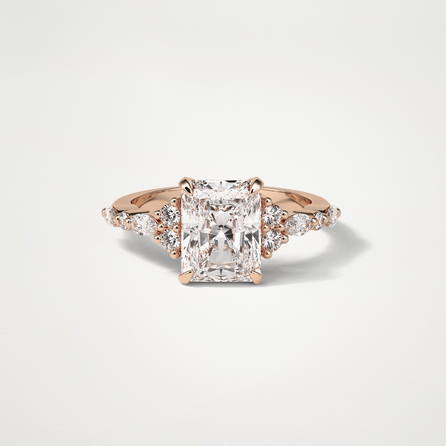 Asscher Cluster & Pave Moissanite Engagement Ring – 2.30 CT Lab-Created Brilliance in 10K/14K/18K Gold 15