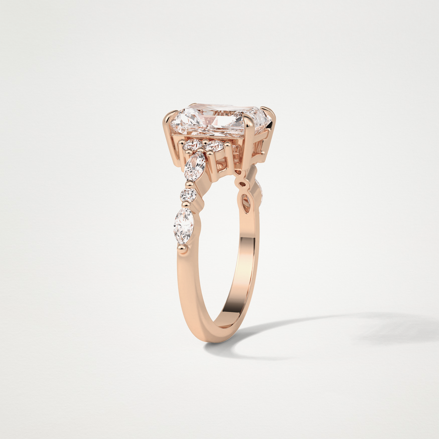 Asscher Cluster & Pave Moissanite Engagement Ring – 2.30 CT Lab-Created Brilliance in 10K/14K/18K Gold 19