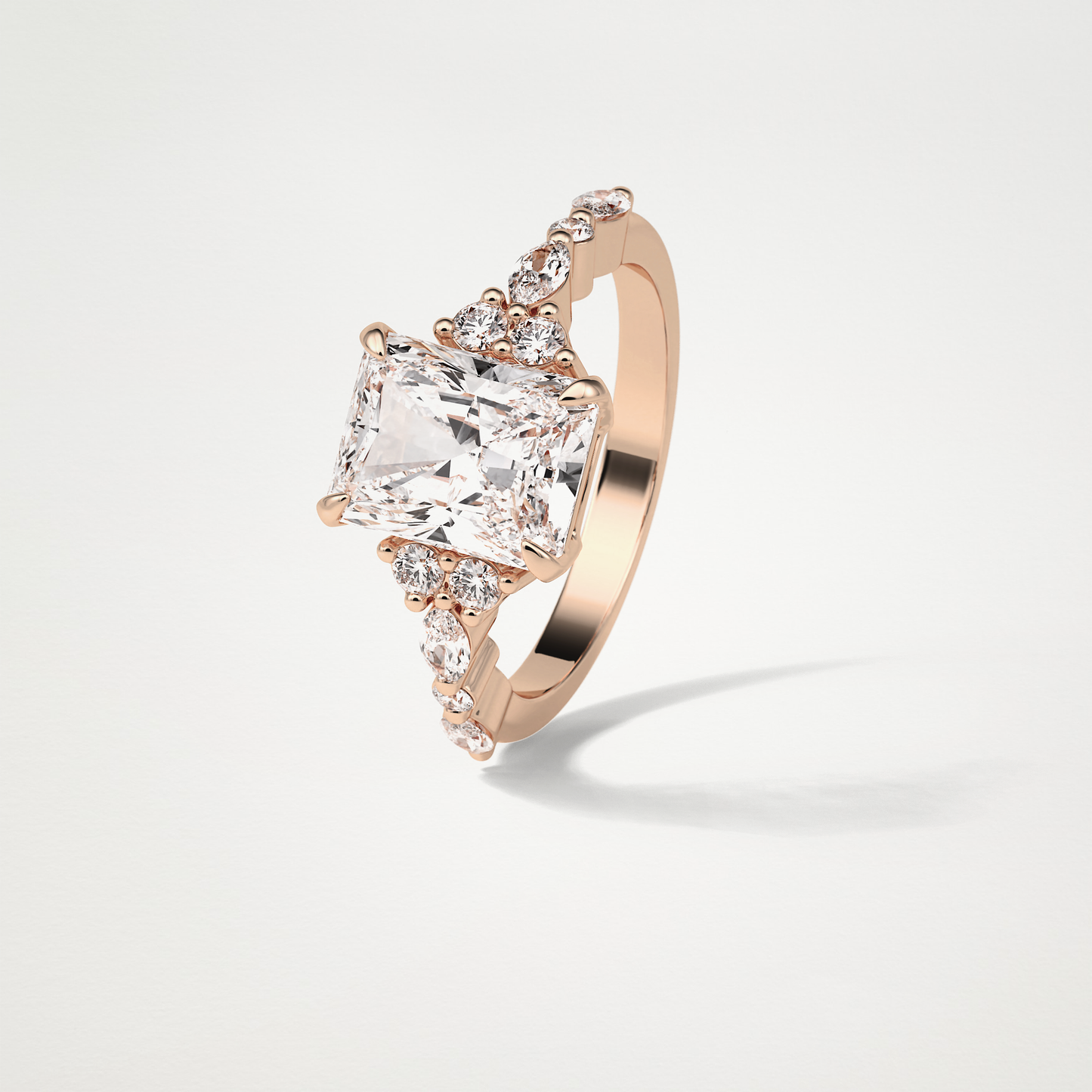 Asscher Cluster & Pave Moissanite Engagement Ring – 2.30 CT Lab-Created Brilliance in 10K/14K/18K Gold 20