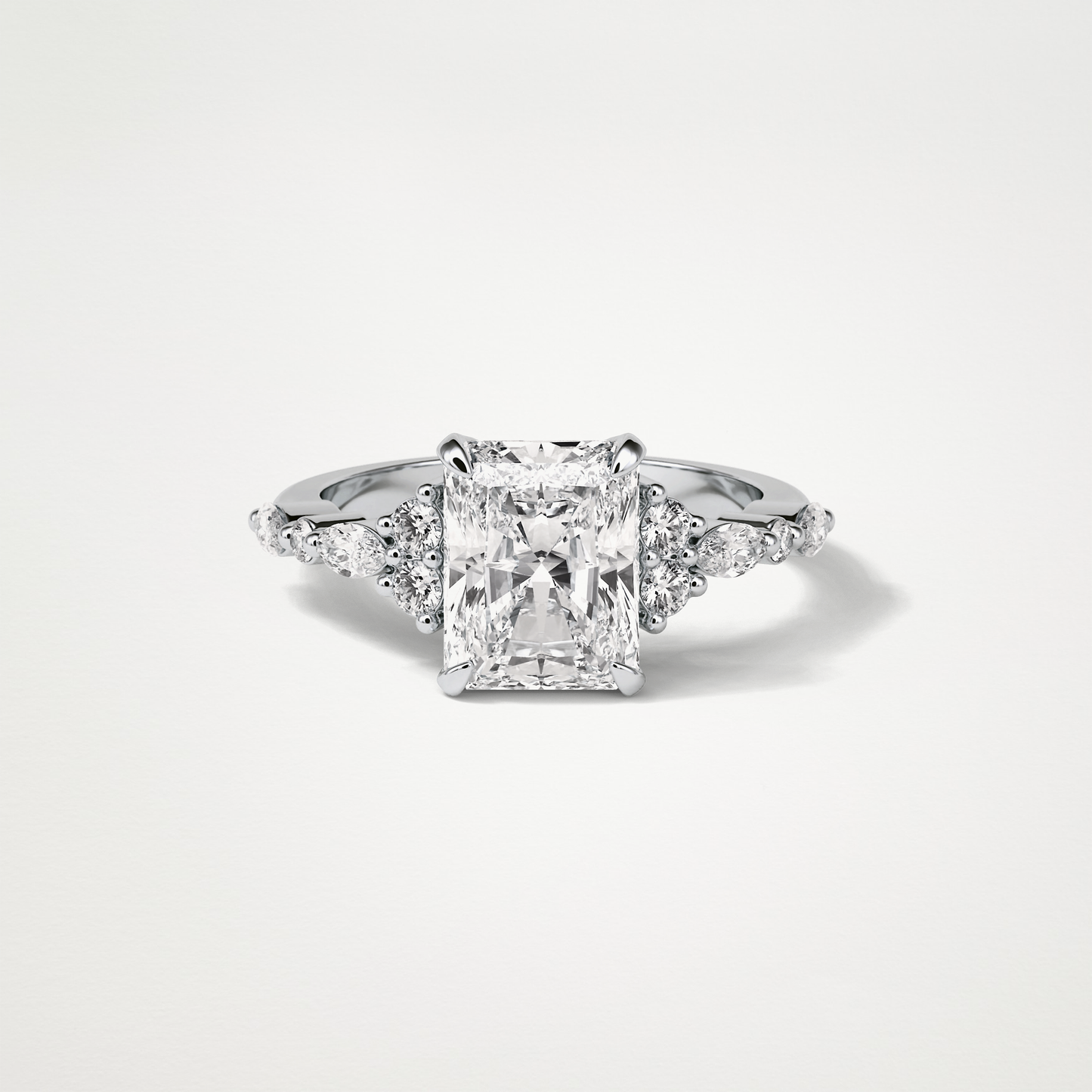 Asscher Cluster & Pave Moissanite Engagement Ring – 2.30 CT Lab-Created Brilliance in 10K/14K/18K Gold 1
