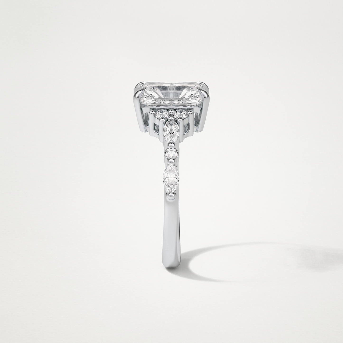 Asscher Cluster & Pave Moissanite Engagement Ring – 2.30 CT Lab-Created Brilliance in 10K/14K/18K Gold 3