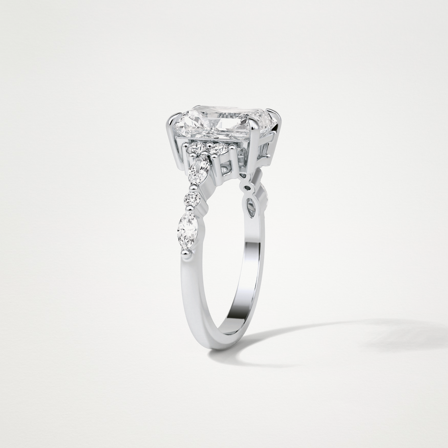 Asscher Cluster & Pave Moissanite Engagement Ring – 2.30 CT Lab-Created Brilliance in 10K/14K/18K Gold 5